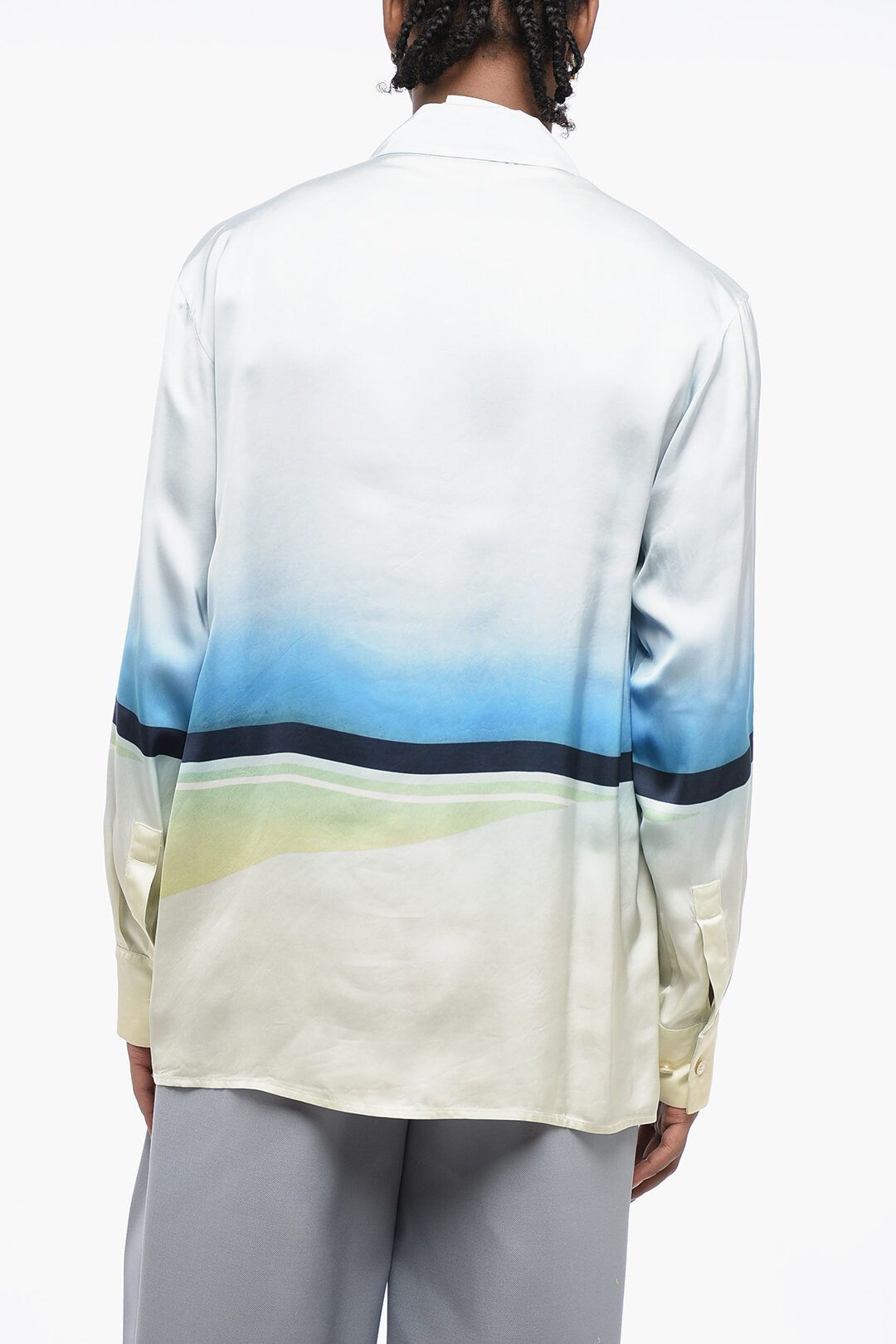 Jil Sander og1mm0625 Standard Collar Printed Satin Shirt in Multicolor Size US M / EU 48-50 / 2 - 2 Thumbnail
