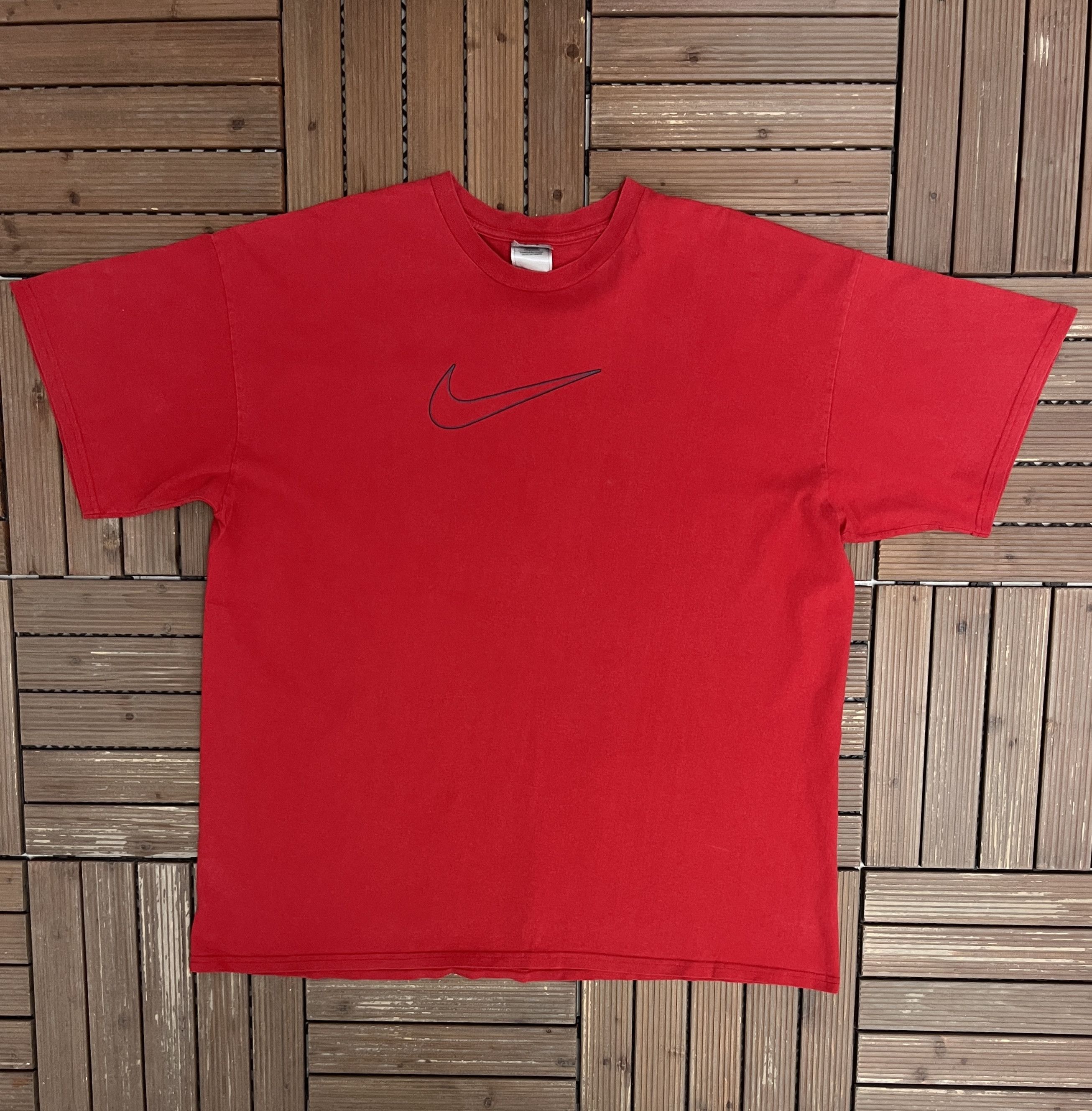 Nike × Vintage Nike Big Swoosh Vintage Red T-Shirt Tee Size US XXL / EU 58 / 5 - 1 Thumbnail