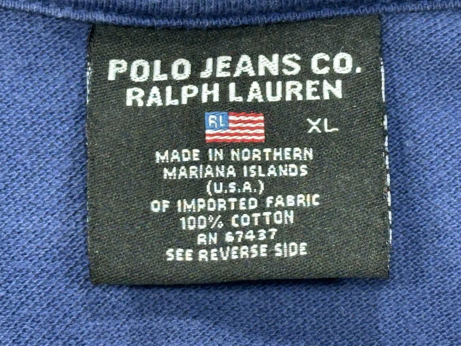Other Polo Jeans Co. 1/4 Button 100% Cotton Polo Shirt Blue Mens L Size US L / EU 52-54 / 3 - 6 Thumbnail