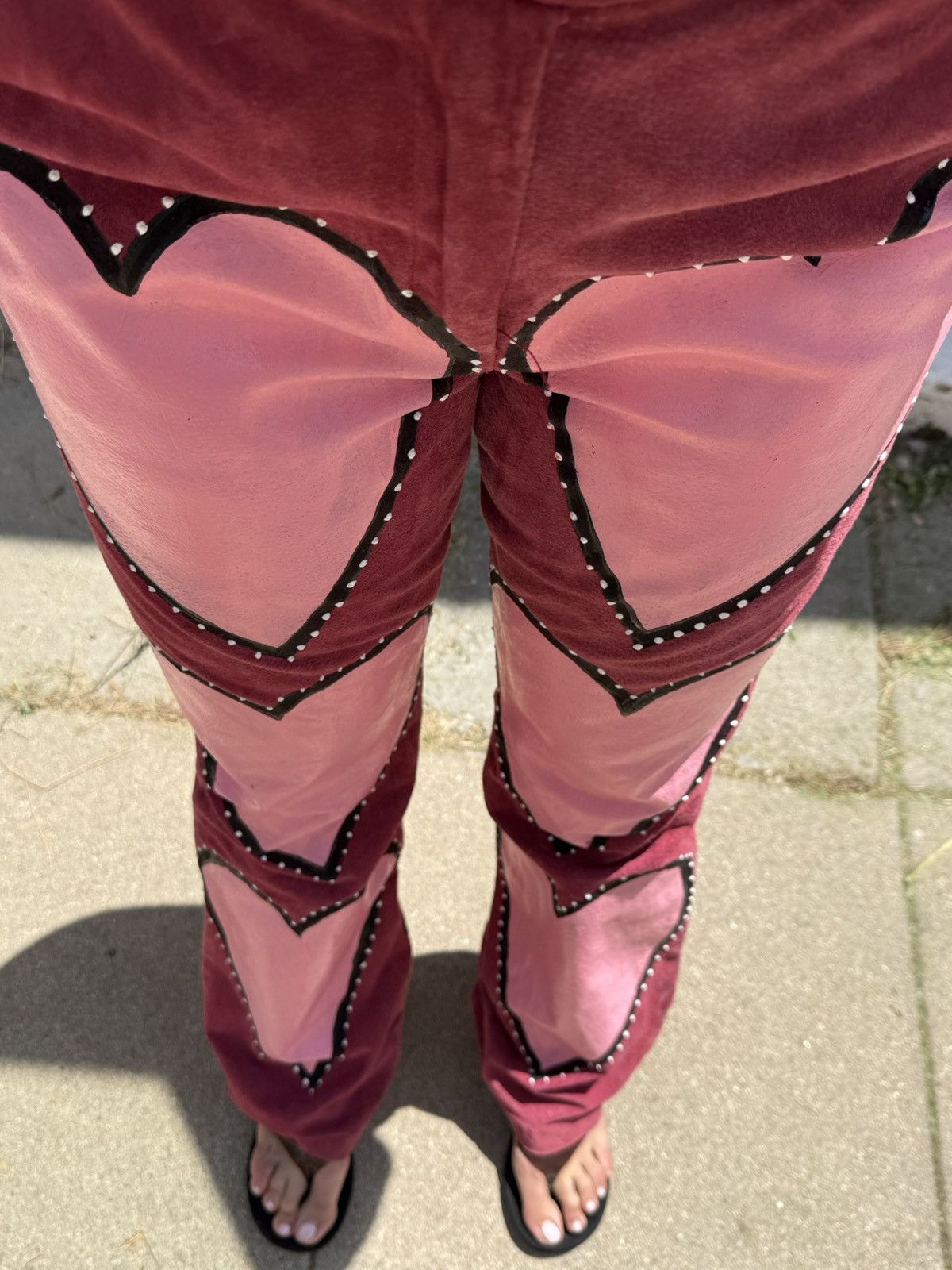 Vintage Hand Painted Suede Pants Size 32" / US 10 / IT 46 - 4 Thumbnail
