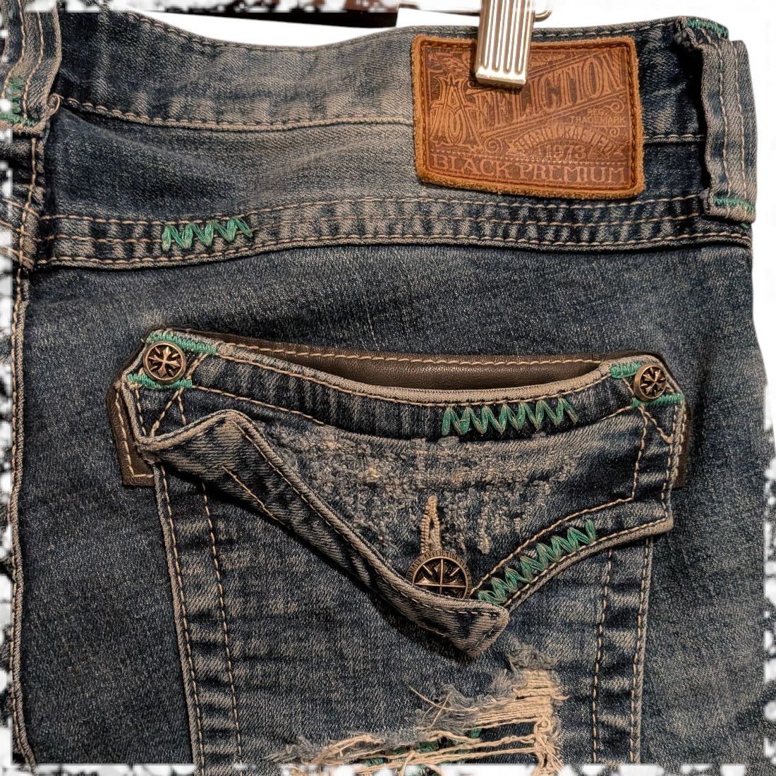Affliction AFFLICTION Ace Slim Straight Blue Jeans Men's 33 distressed Size US 33 - 9 Thumbnail