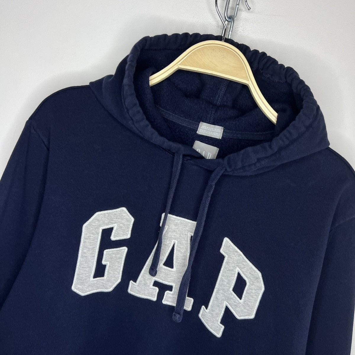 Gap × Vintage Gap Vintage Hoodie Navy Big Logo Spellout Retro Y2K Drill Size US L / EU 52-54 / 3 - 4 Thumbnail