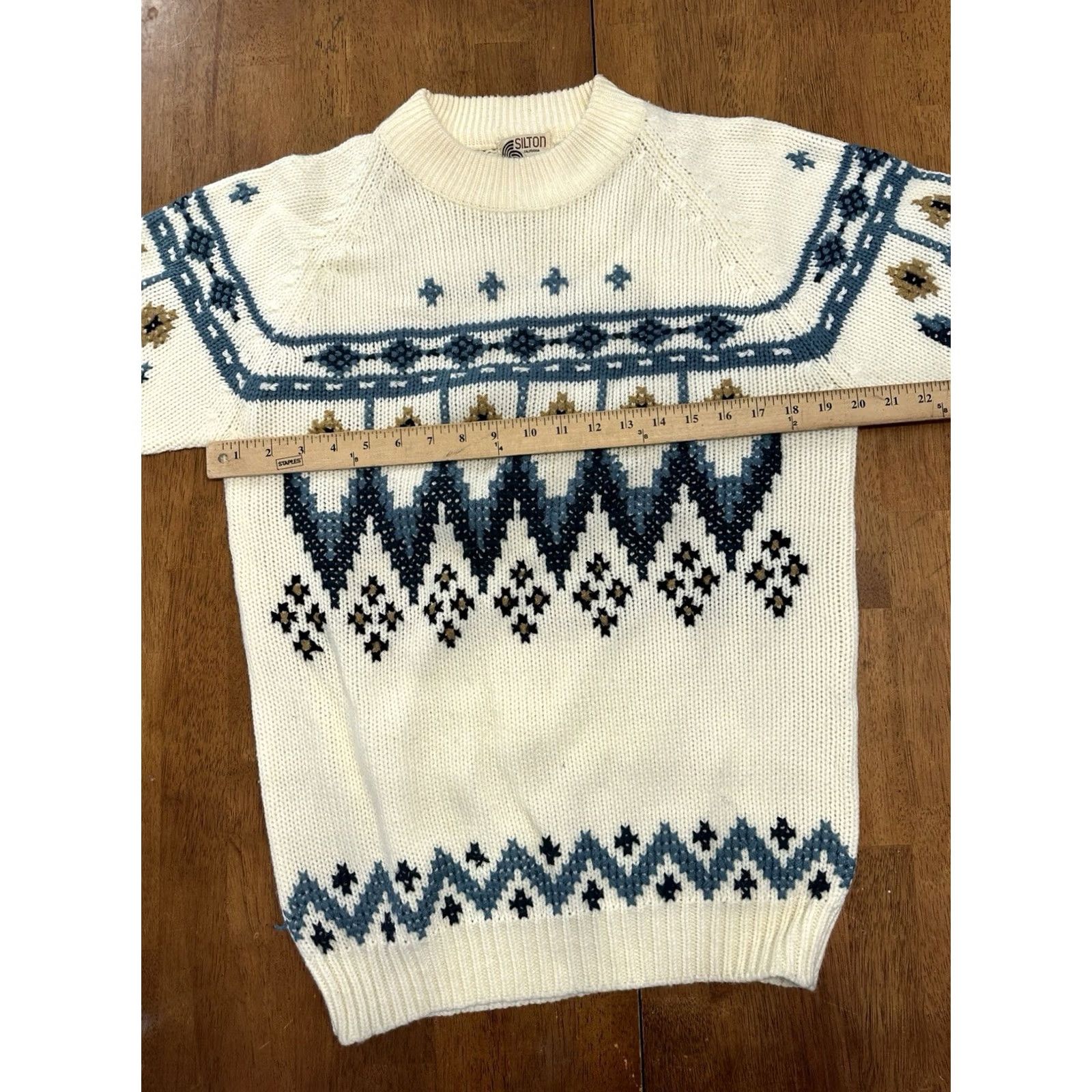 Vintage VINTAGE silton california Sweater Medium 80s 90s Geometric White Acrylic Knit Mens Size US M / EU 48-50 / 2 - 5 Thumbnail