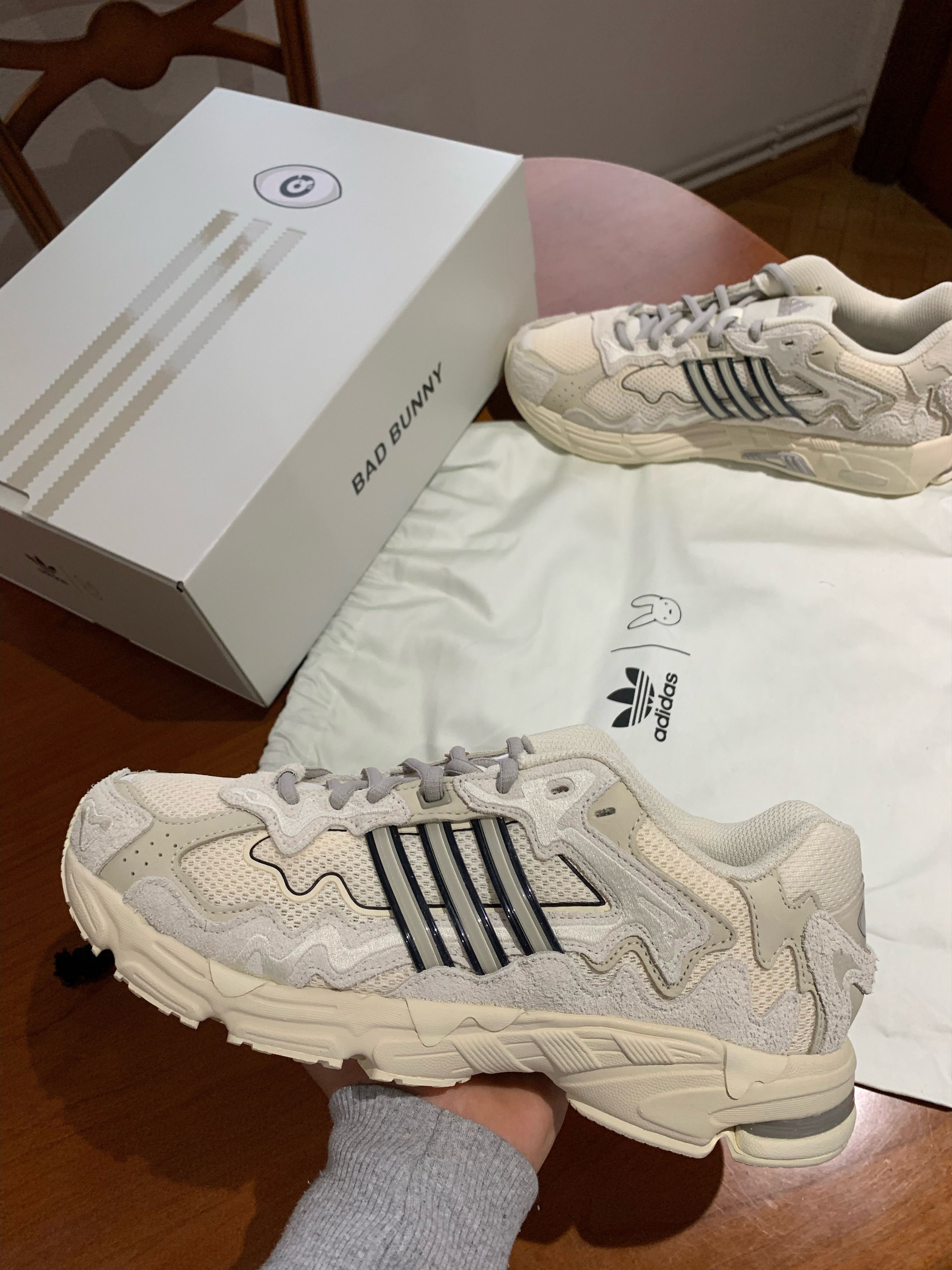 image of Adidas X Bad Bunny Response Cl Wonder White Shoes, Men's (Size 9.5)