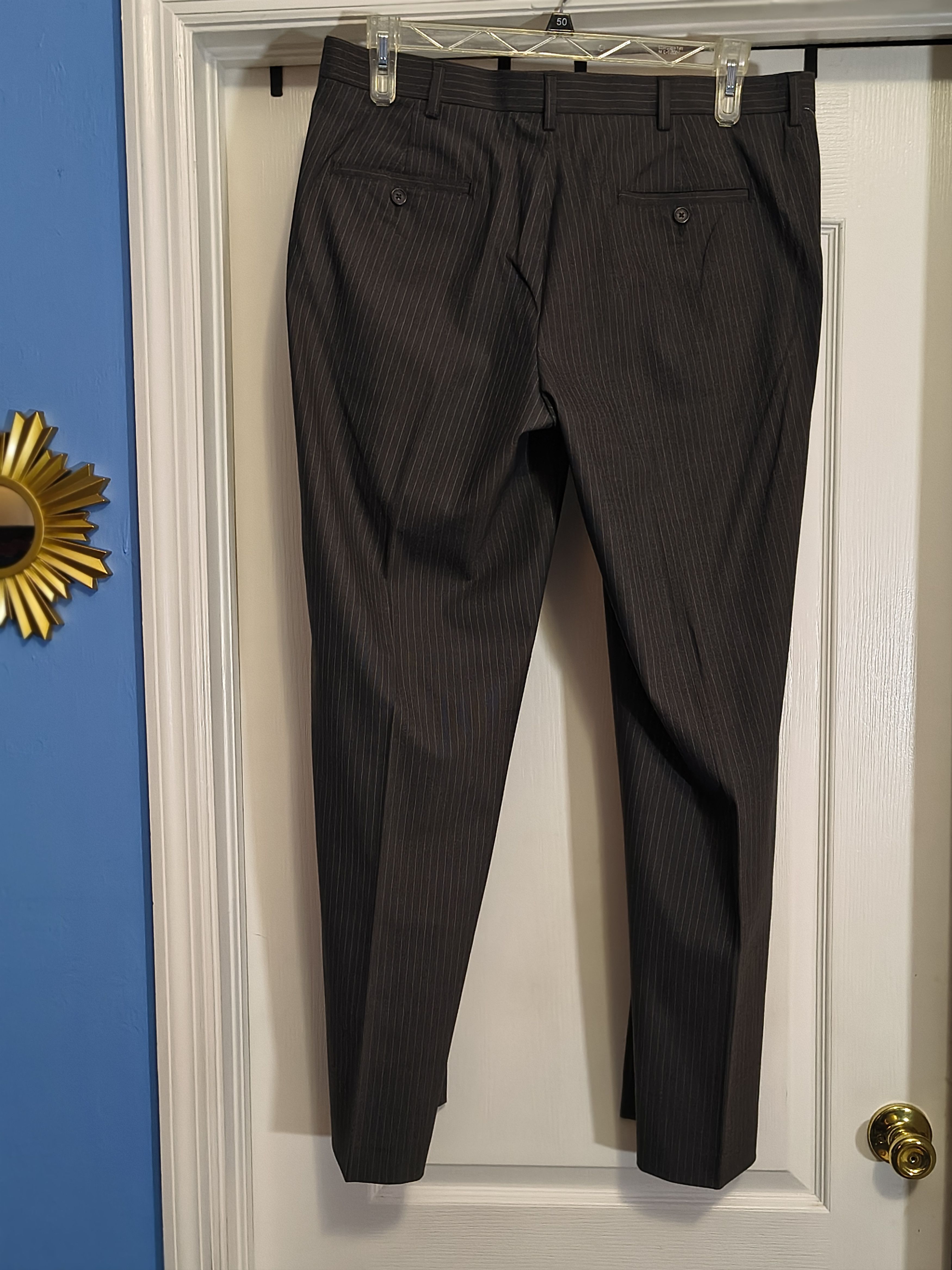 Murano ZAC MURANO 36x32 Men Grey stripe pant CLASSIC FIT FLAT FRONT Size US 36 / EU 52 - 7 Thumbnail