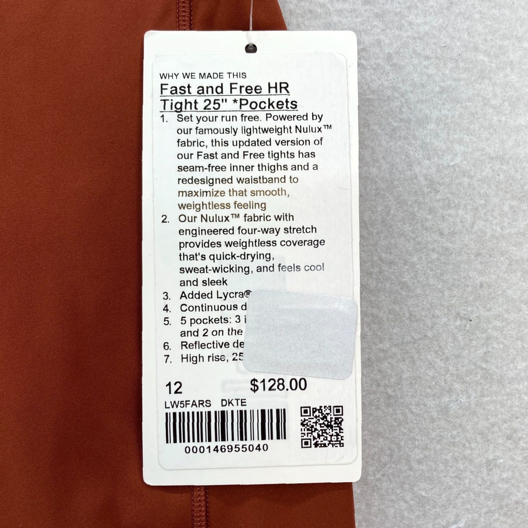 Lululemon Lululemon Fast Free HR Tight 25" Women's 12 Brown Nulux Stretch Pockets Gym Yoga Size 30" / US 8 / IT 44 - 5 Thumbnail