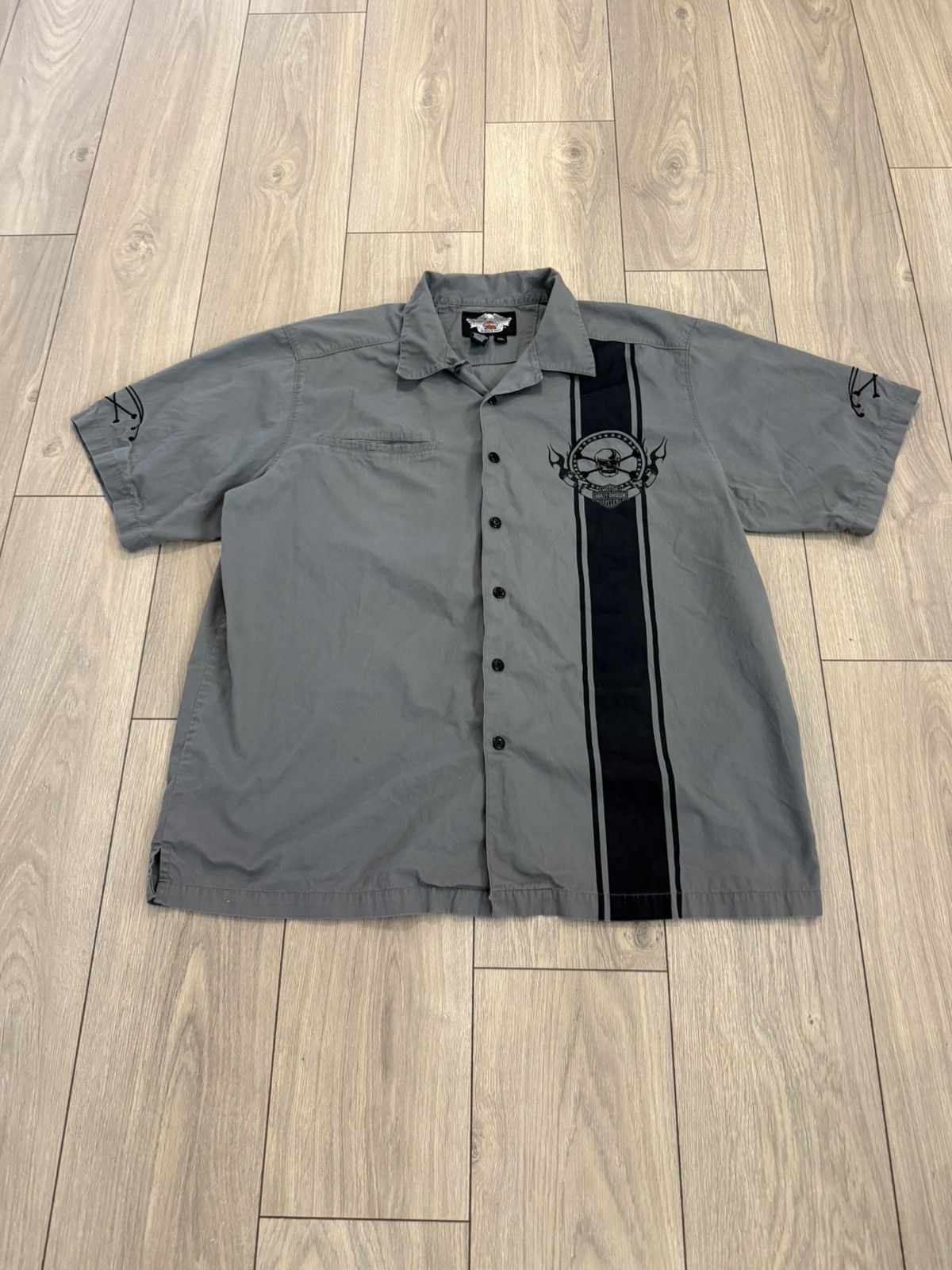 Harley Davidson Vintage Grey Harley Davidson Button-Up Shirt Size US XXL / EU 58 / 5 - 5 Thumbnail