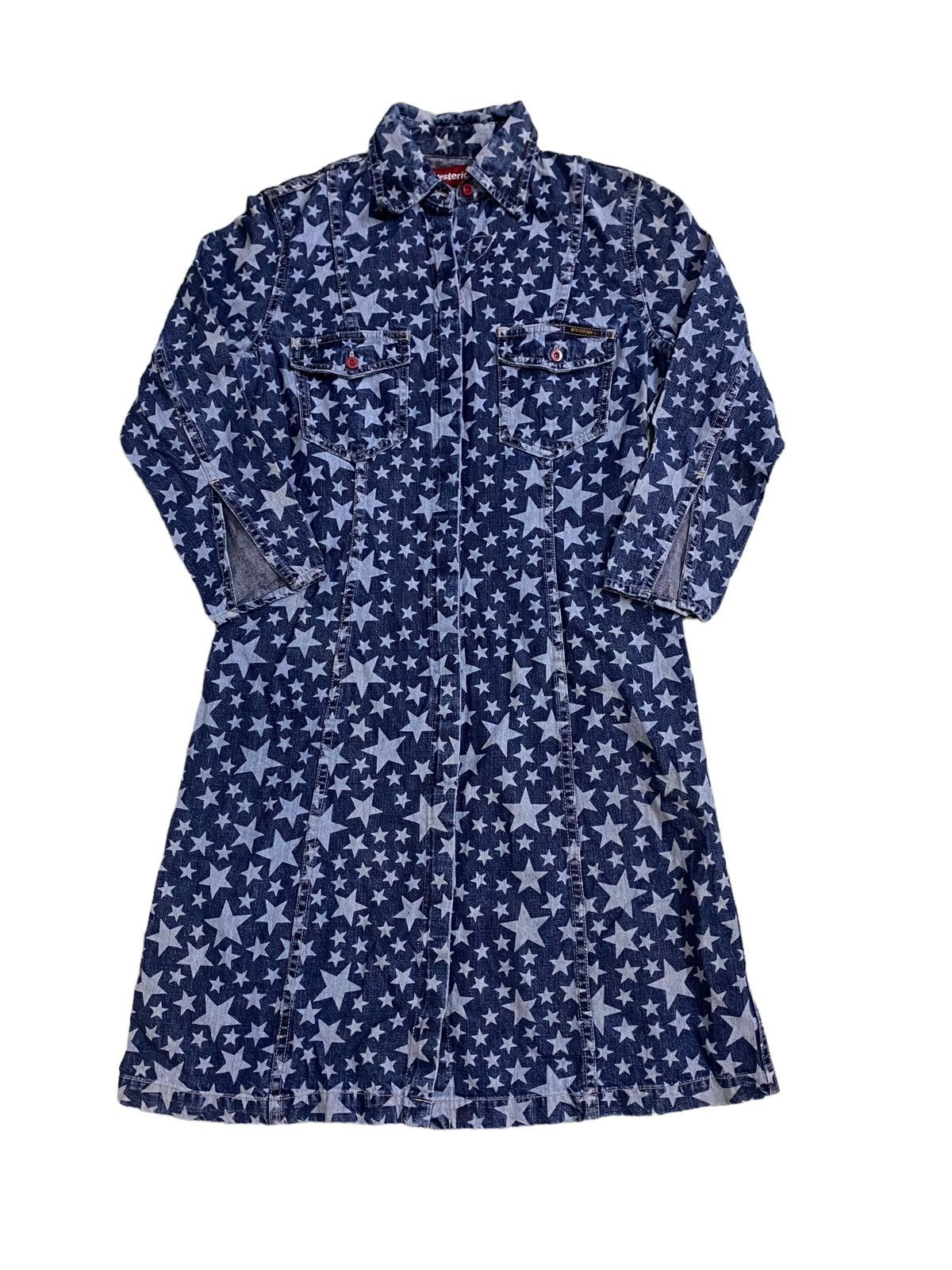 Hysteric Glamour 💥Vintage Hysteric Glamour Star Overprint Denim Dress Size XS / US 0-2 / IT 36-38 - 1 Thumbnail
