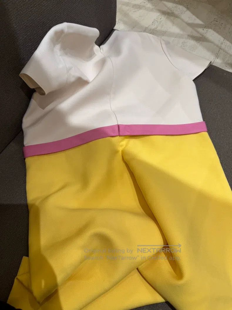 Valentino Valentino Yellow and white color-blocked slim dress Size M / US 6-8 / IT 42-44 - 2 Thumbnail