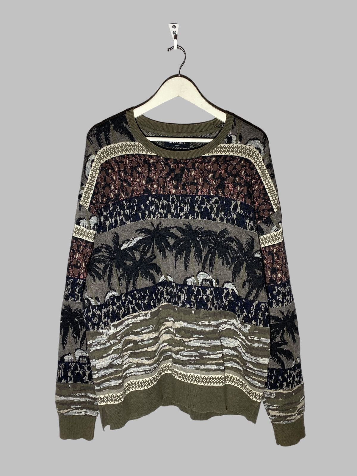 Allsaints All Saints Rattan Crew Fair Isle Palm Knit Sweater Men’s Size US L / EU 52-54 / 3 - 2 Thumbnail