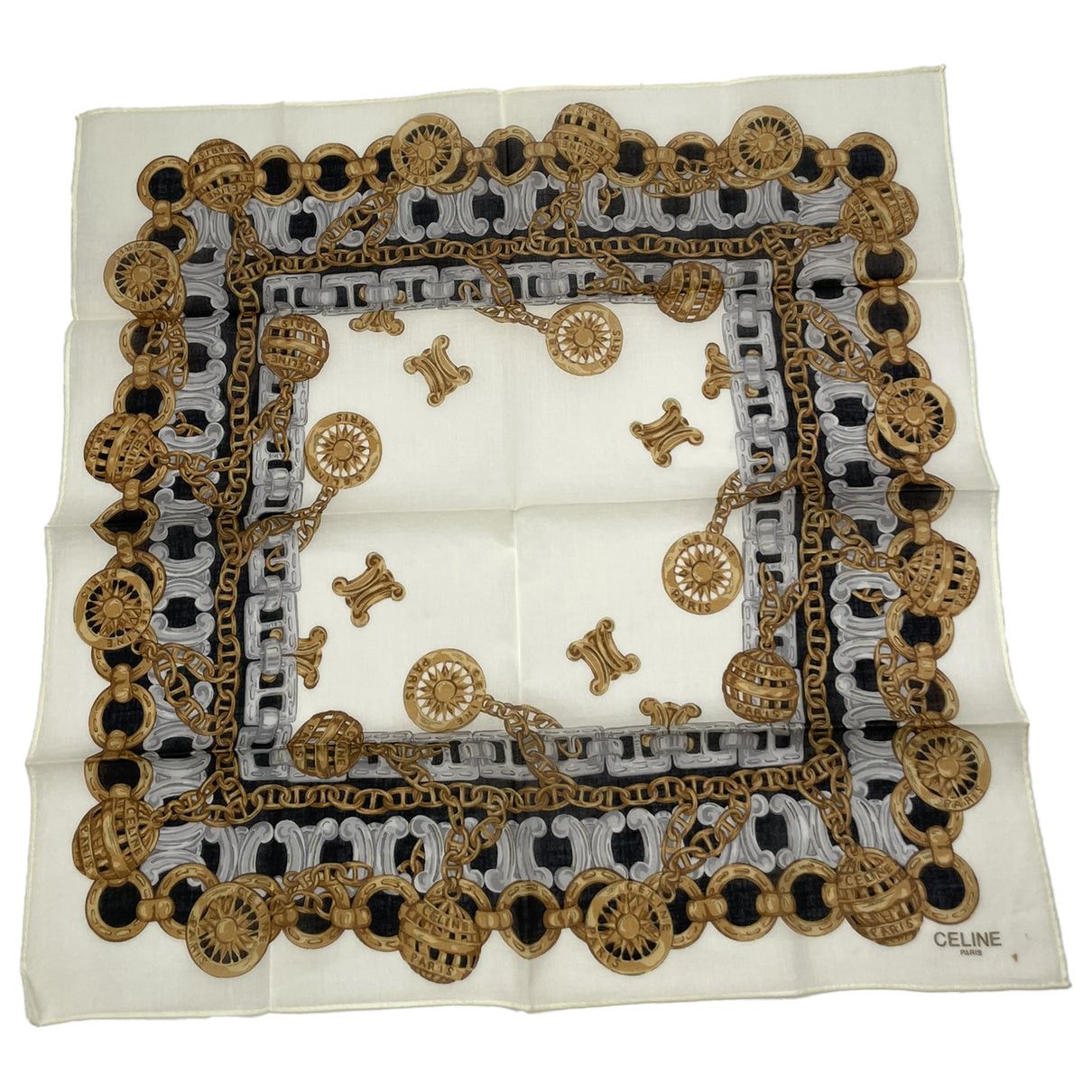 Celine Beige Silk Scarf Size ONE SIZE - 1 Thumbnail