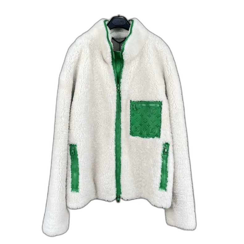 Louis Vuitton Faux Fur Jacket with Green Accents-2506