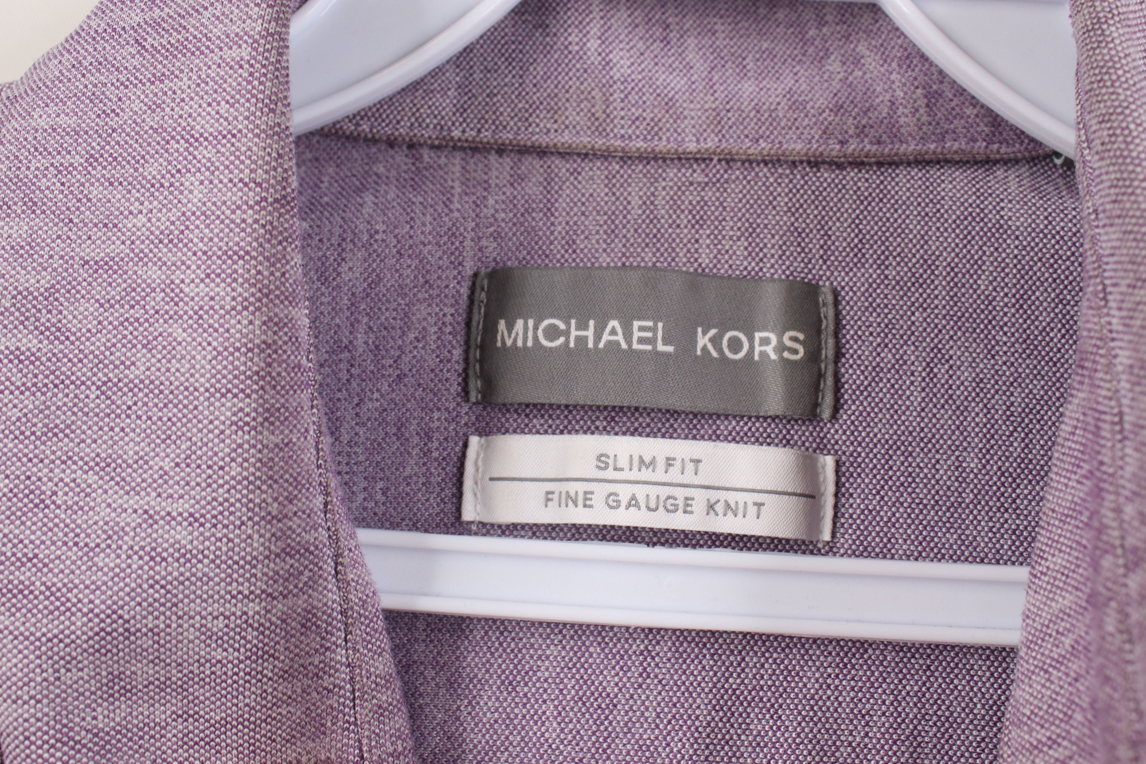 Michael Kors Michael Kors Fit Fine Gauge Knit Button Down Shirt Purple Size US L / EU 52-54 / 3 - 7 Thumbnail
