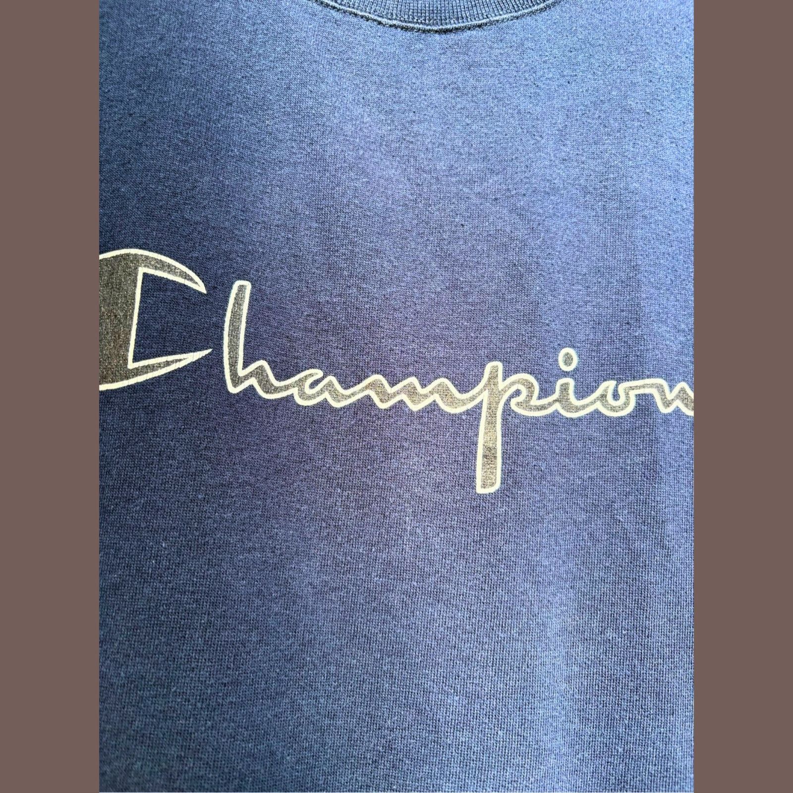 Champion VTG Champion Sweatshirt | Navy Short Sleeve Script 90s MIUSA Size US L / EU 52-54 / 3 - 3 Thumbnail