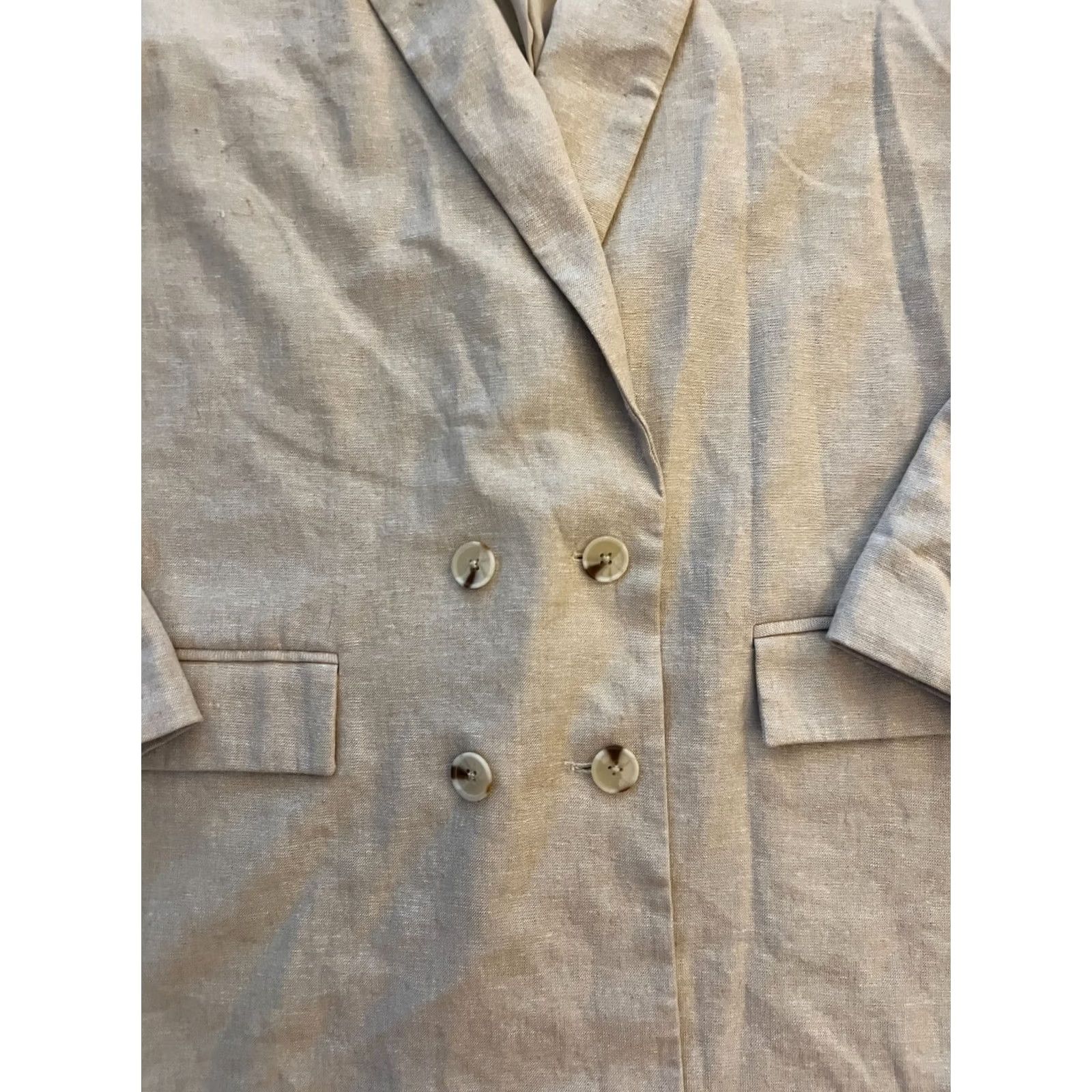 Old Navy Old Navy Blazer Women's XXL Beige Linen Blend Double Breasted Quiet Luxury Size XXL / US 16-18 / IT 52-54 - 5 Thumbnail