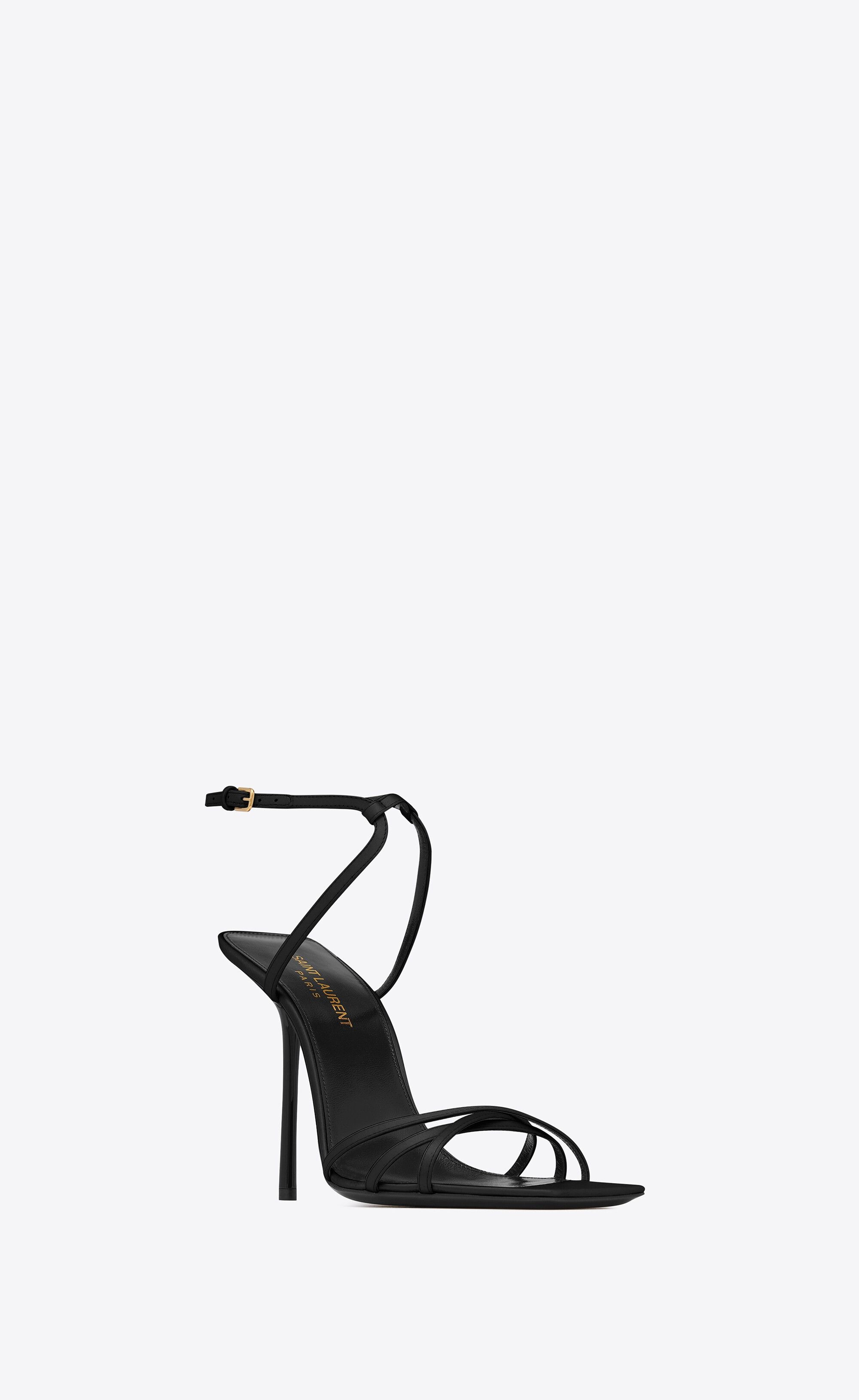 Saint Laurent Paris o1s1wg111224 Nuit Sandals in Crepe Satin in Black Size US 7 / IT 37 - 3 Thumbnail