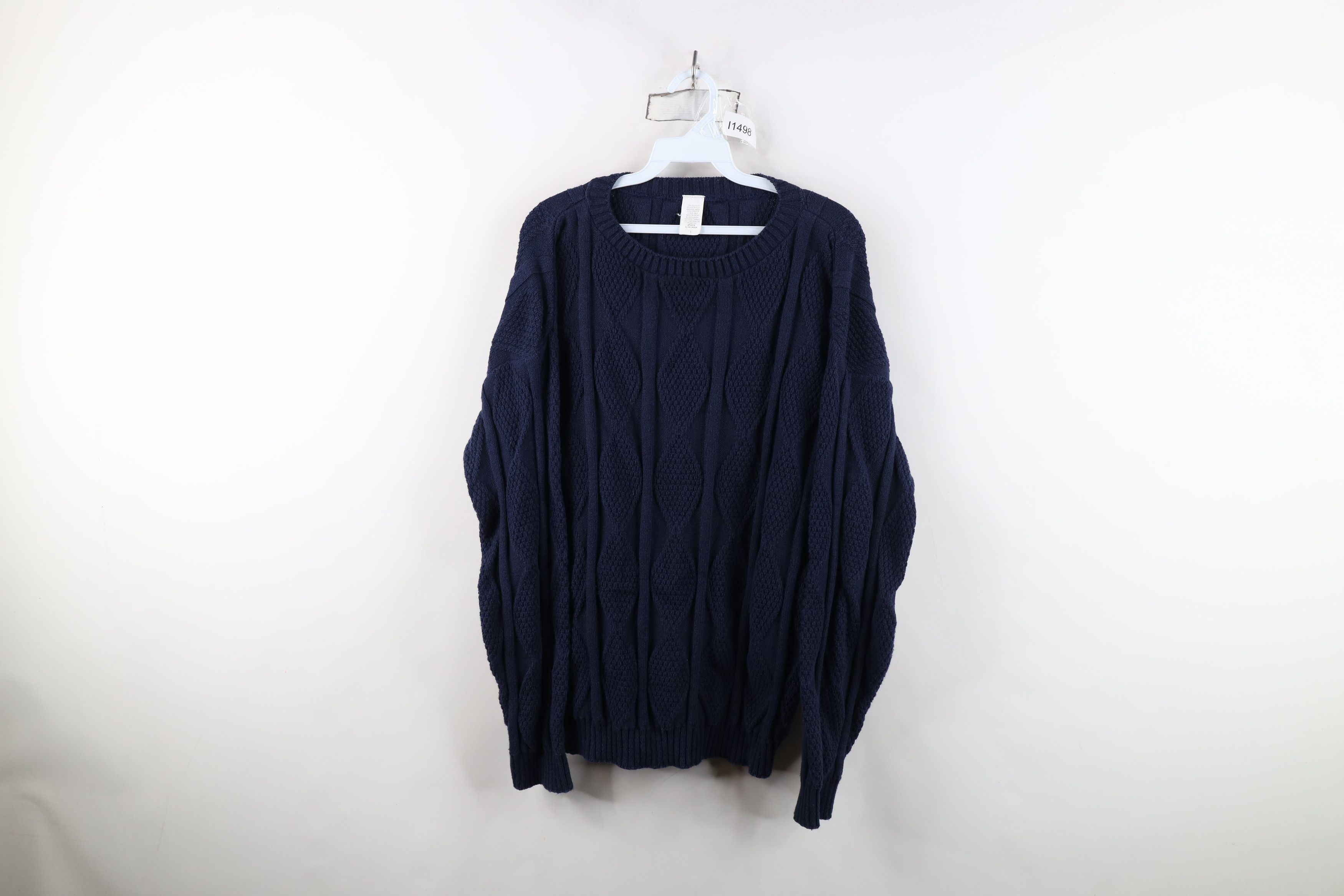 Vintage Vintage 90s Streetwear Heavyweight Cotton Knit Sweater Blue Size US L / EU 52-54 / 3 - 1 Thumbnail