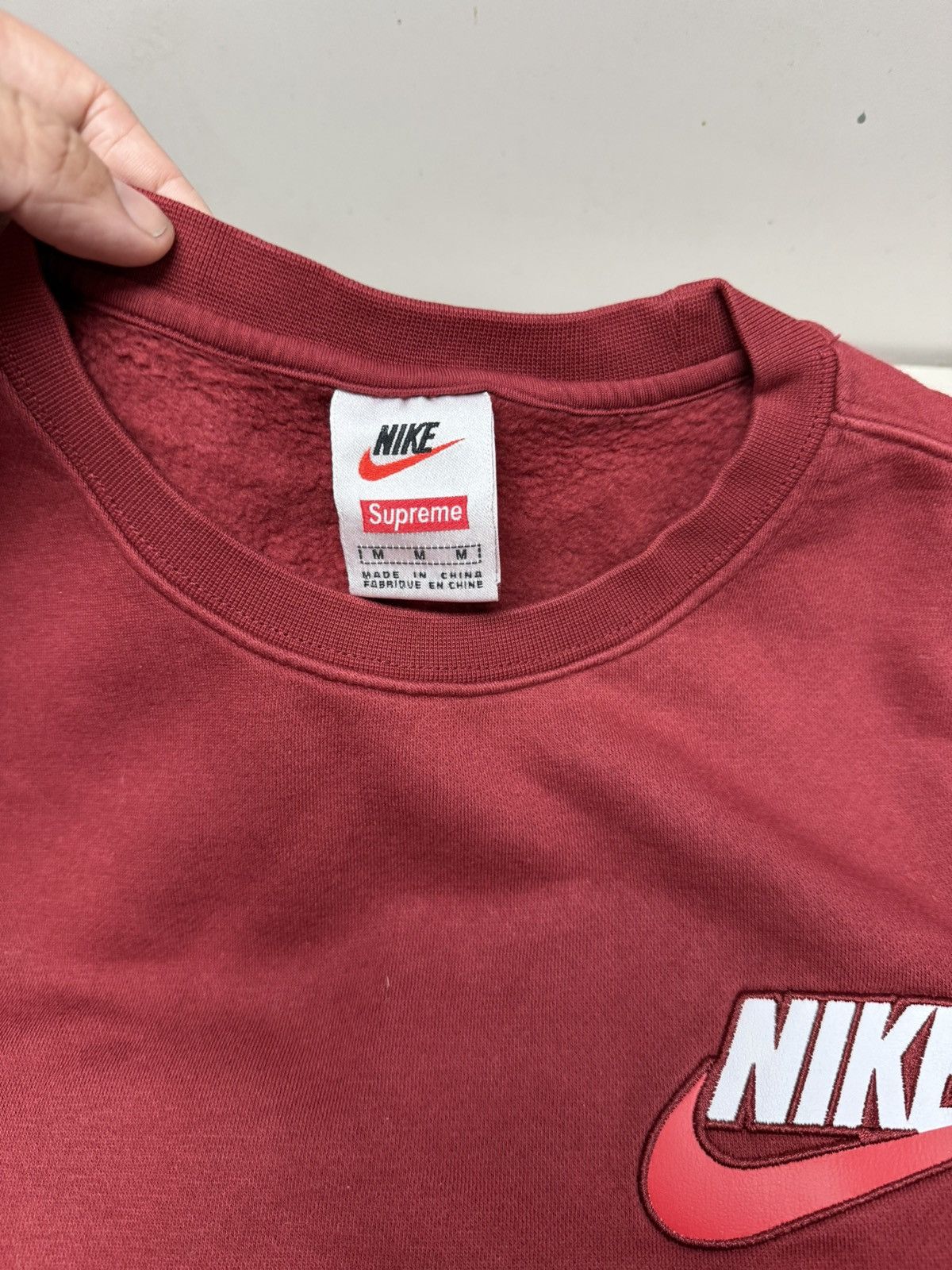 Supreme Supreme Nike Crewneck (Burgundy) size Medium Size US M / EU 48-50 / 2 - 4 Thumbnail