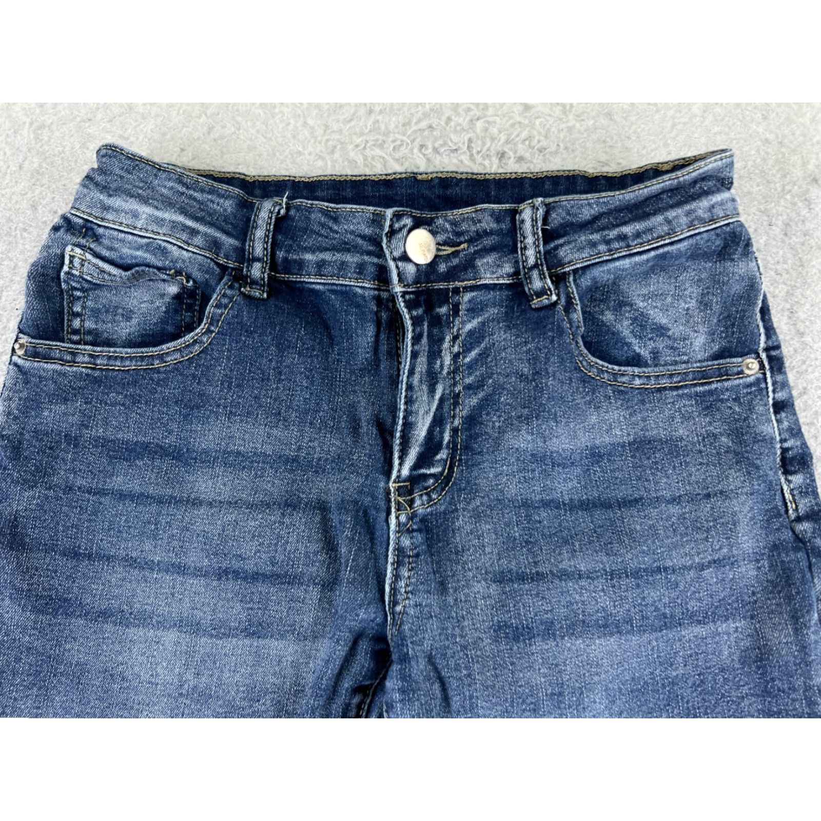 Shein SheIn Jeans Womens 4 Blue Denim Flare Cotton Blend Stretch Mid Rise 23x29 Pants Size 27" / US 4 / IT 40 - 4 Thumbnail