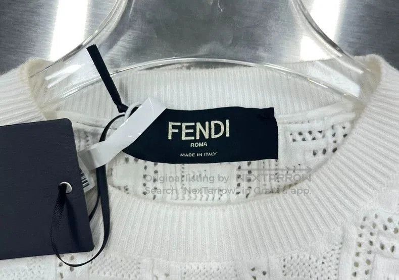 Fendi Fendi White Logo Knit Sweater 46. Size US XL / EU 56 / 4 - 3 Thumbnail