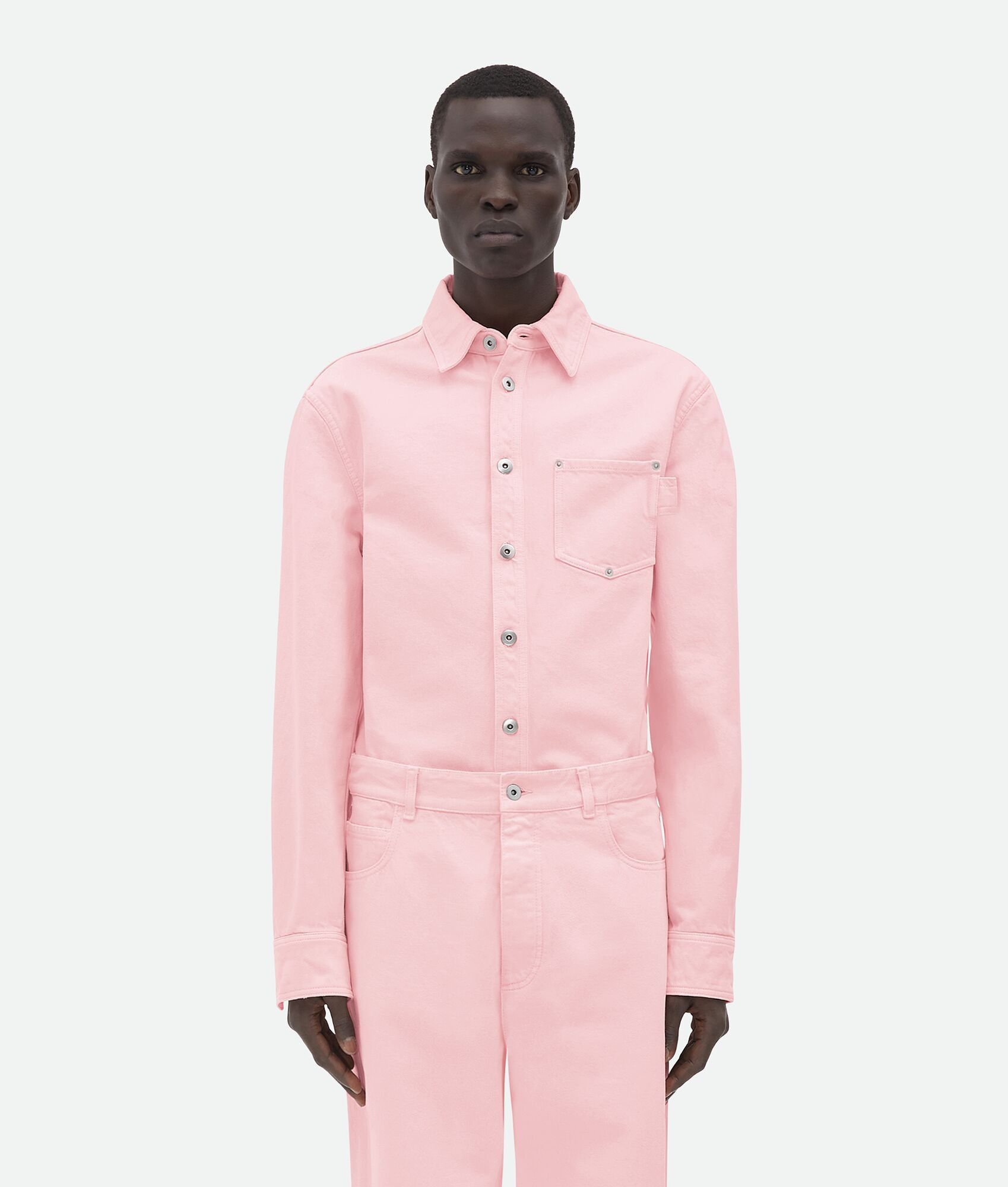 Bottega Veneta o1n1vont0125 Wash Denim Shirt in Pink Size US M / EU 48-50 / 2 - 1 Thumbnail