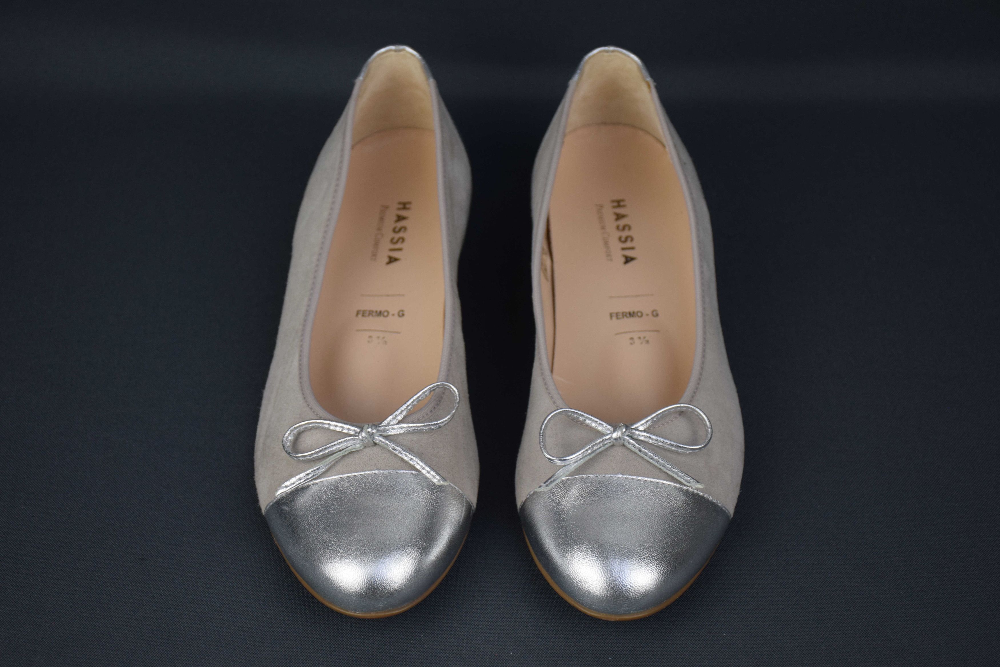 Handmade HASSIA Fermo-G Gray Bow Suede Ballet US 6 UK 3.5 Eu 37 Size US 6 / IT 36 - 10 Thumbnail
