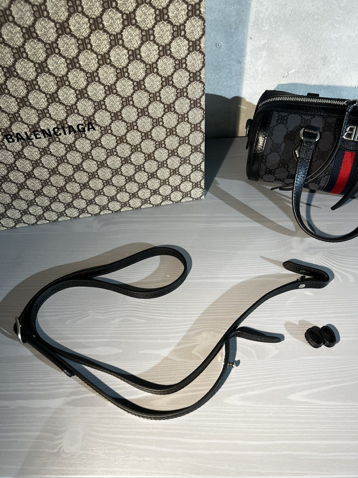 Gucci Gucci x Balenciaga Black Monogram Jacquard Canvas Hacker bag Size ONE SIZE - 11 Thumbnail
