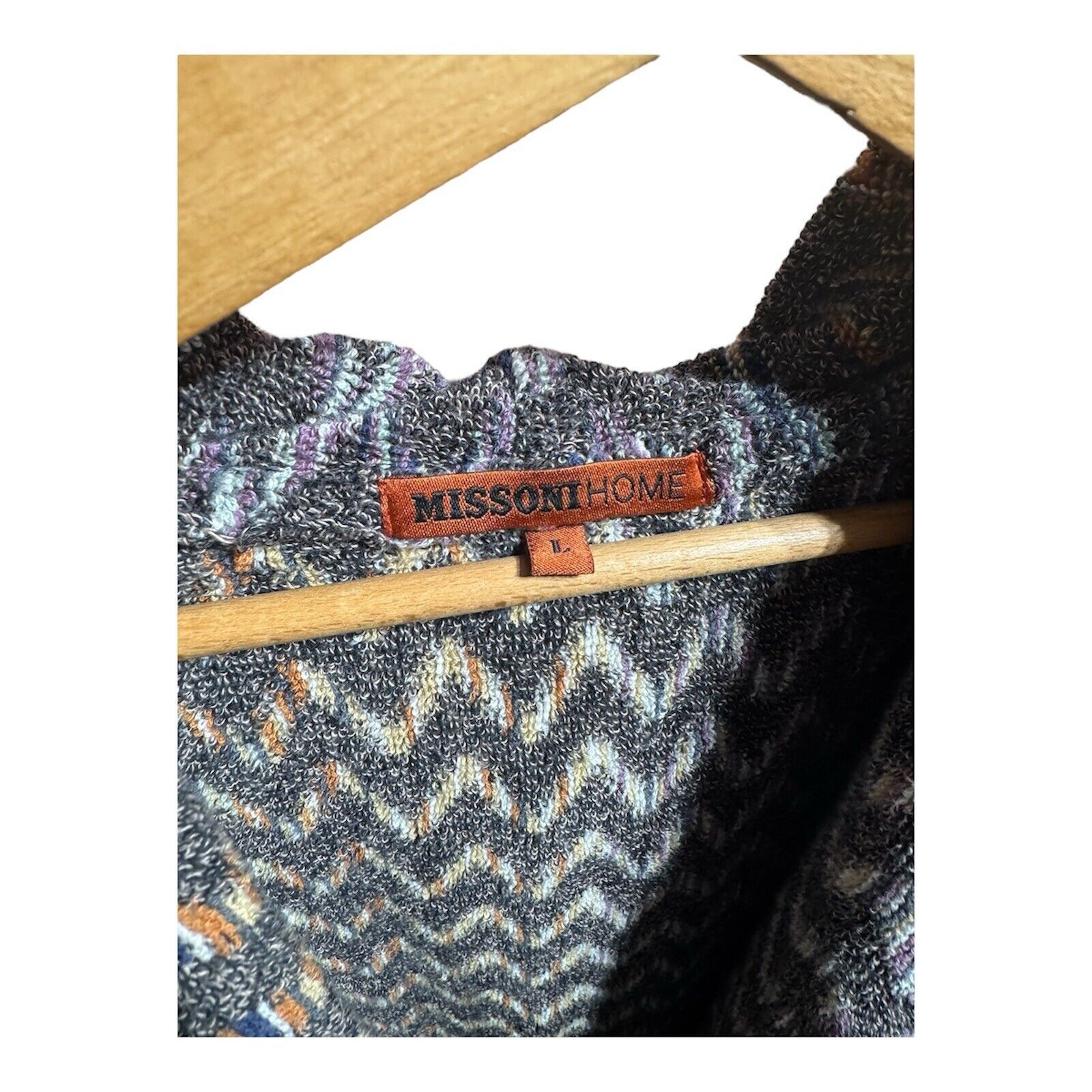 Missoni MISSONI MENS HOODED BATHROBE COTTON ITALY ROBE BELT Sz L Size 44 - 2 Thumbnail