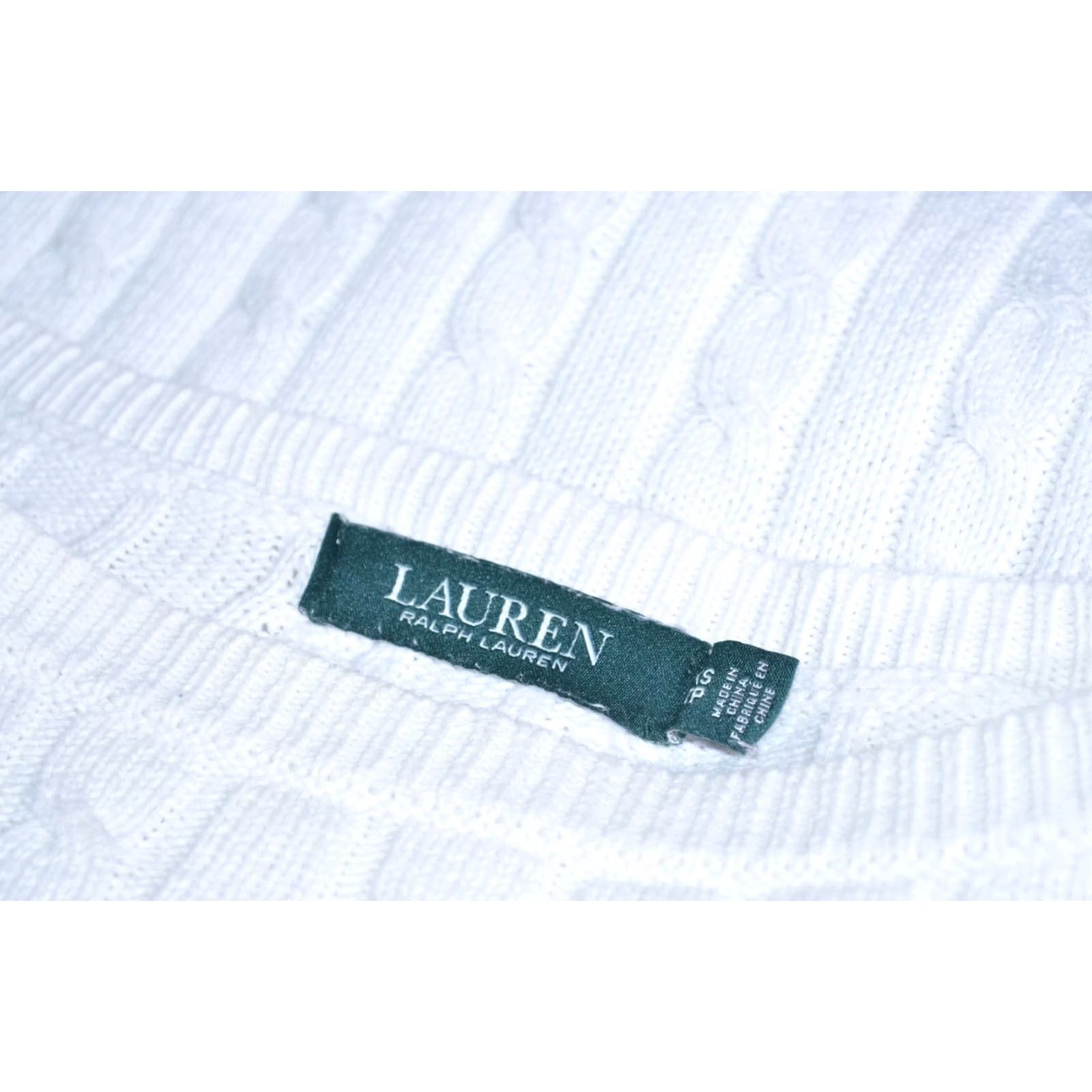 Ralph Lauren Lauren Ralph Lauren Jumper Shirt Women XS Cable Knit Cotton White Pullover Knit Logo - Size XS / US 0-2 / IT 36-38 - 7 Thumbnail