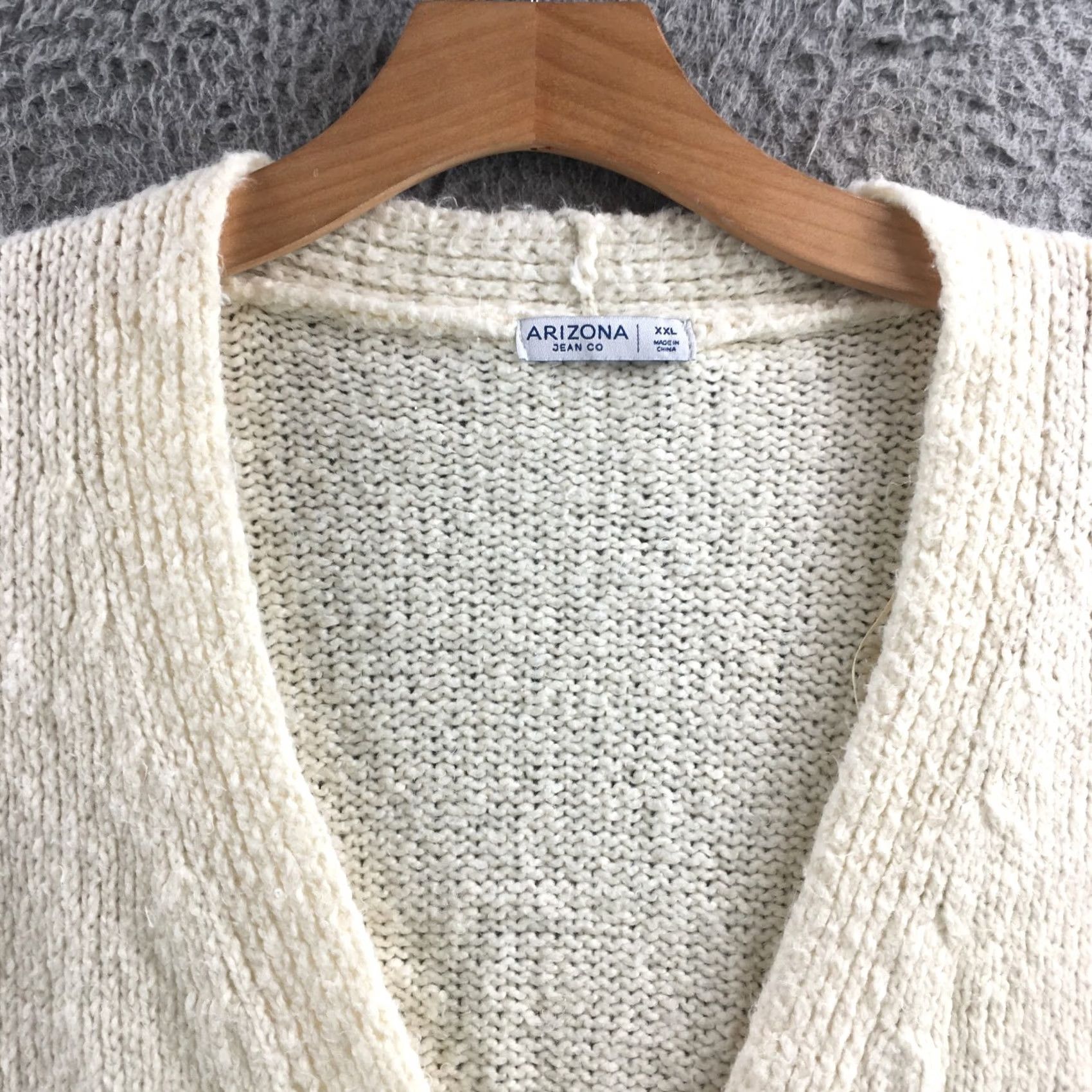 Vintage Arizona Jean Co Cardigan Sweater Womens XXL Cream Knit Long Sleeve V-Neck Casual Size XXL / US 16-18 / IT 52-54 - 3 Thumbnail
