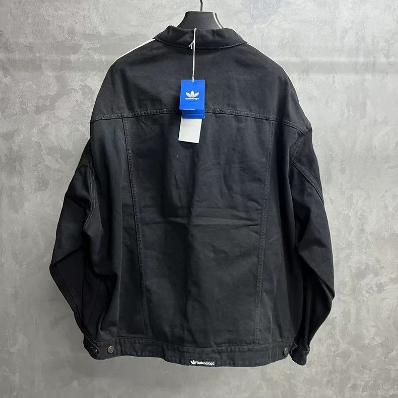 Balenciaga Black Printed Striped Denim Jacket-2506 Size US M / EU 48-50 / 2 - 6 Thumbnail