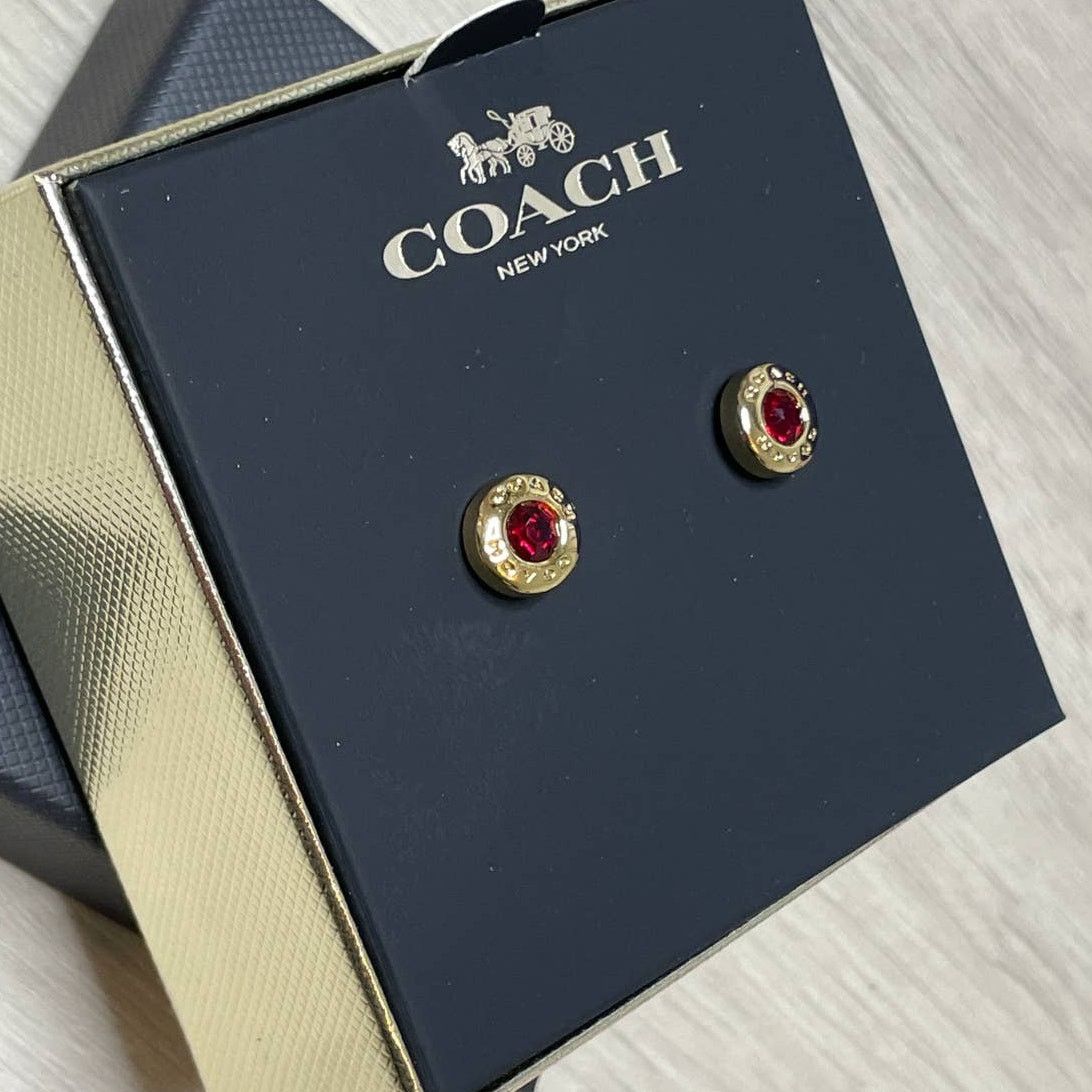 Coach Coach Open Circle Red Stone Strand Earrings Boxed Size ONE SIZE - 4 Thumbnail