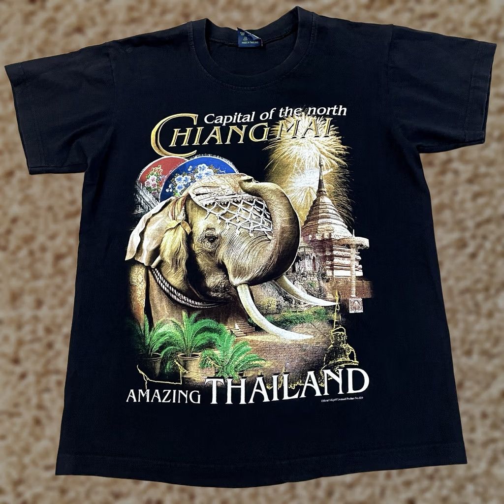 Vintage Joligolf Chiang Mai Thailand Shirt Adult Small Black Elephant Y2K AOP Tee Mens Size US S / EU 44-46 / 1 - 1 Thumbnail