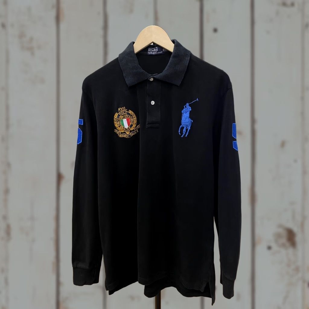Ralph Lauren VINTAGE Ralph Lauren Polo Milano Italy Long Sleeve XL/XXL Black 90s Mens Polo Size US XL / EU 56 / 4 - 1 Thumbnail