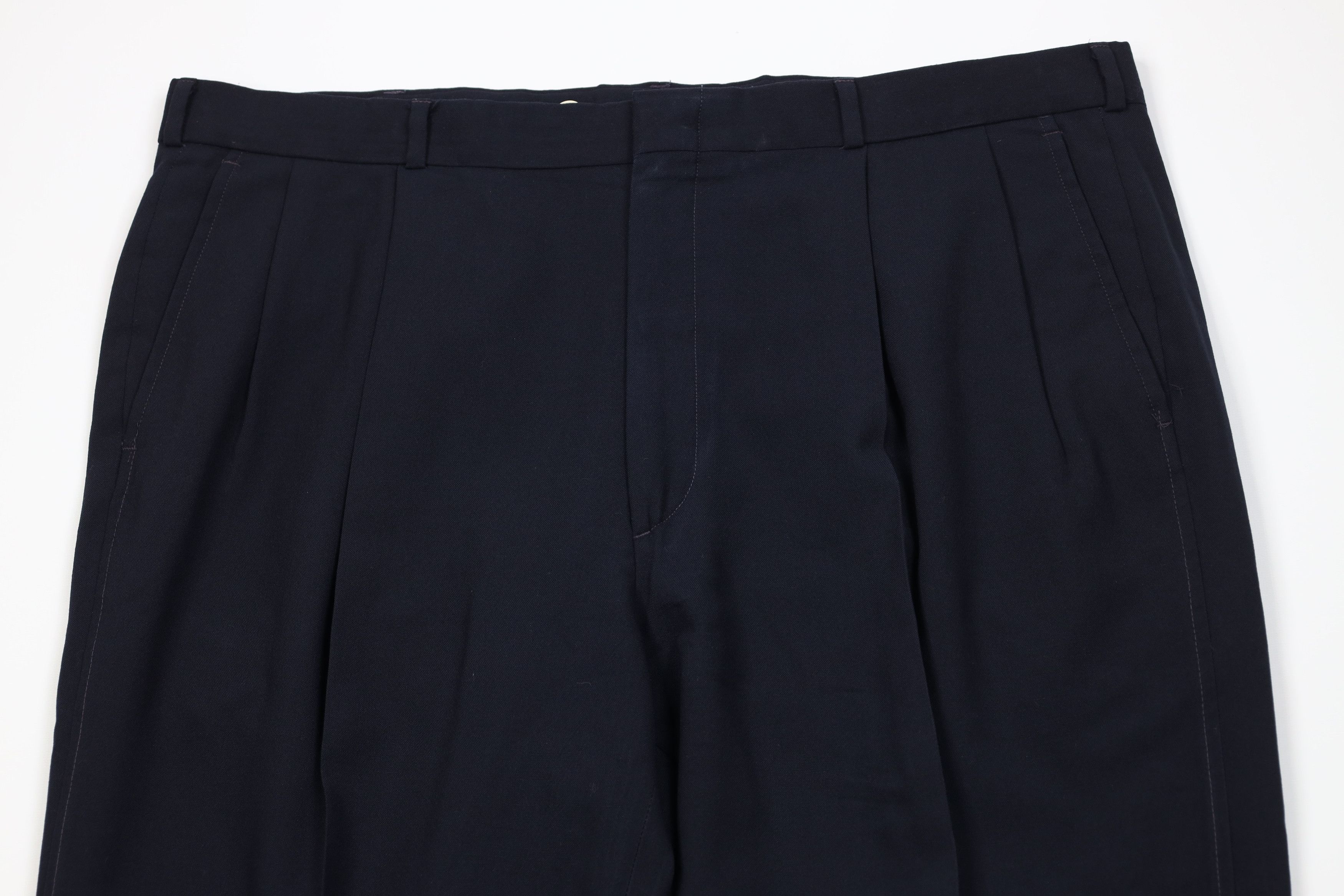 Lands' End Vintage 80s Lands End Wool Wide Leg Chino Pants Blue USA Size US 42 / EU 58 - 2 Thumbnail