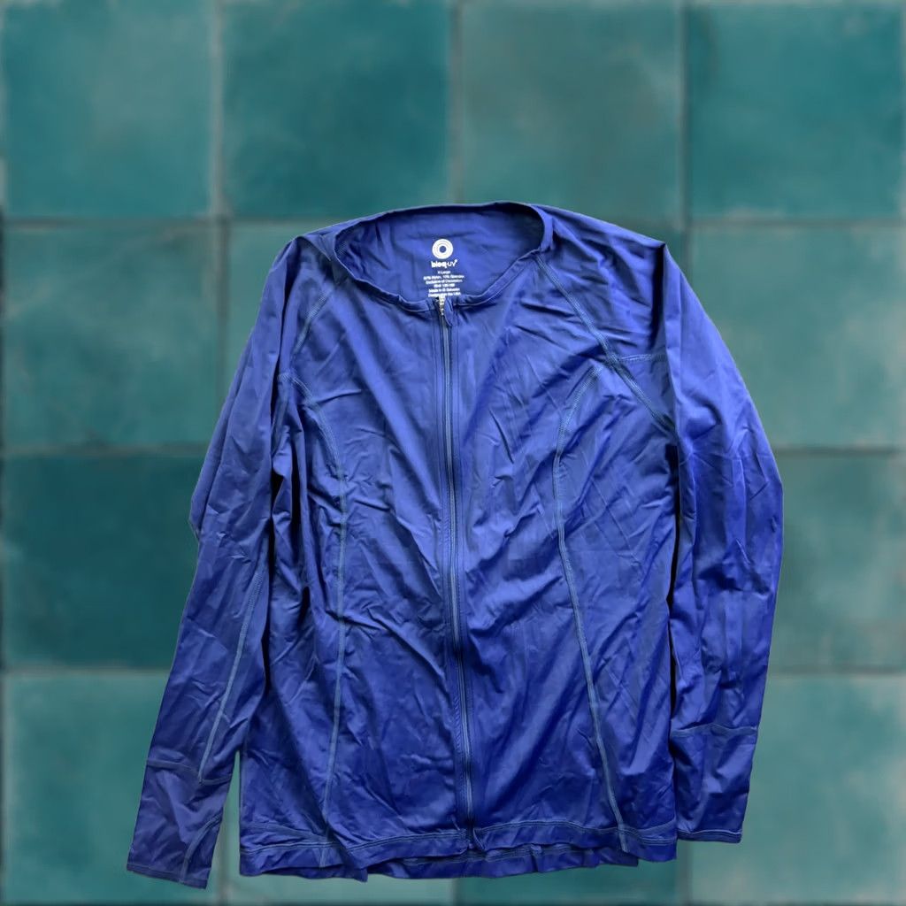 Vintage BloqUV Shirt Womens XL Blue Full Zip Lightweight Stretch Sun Protection Running Size XL / US 12-14 / IT 48-50 - 1 Thumbnail