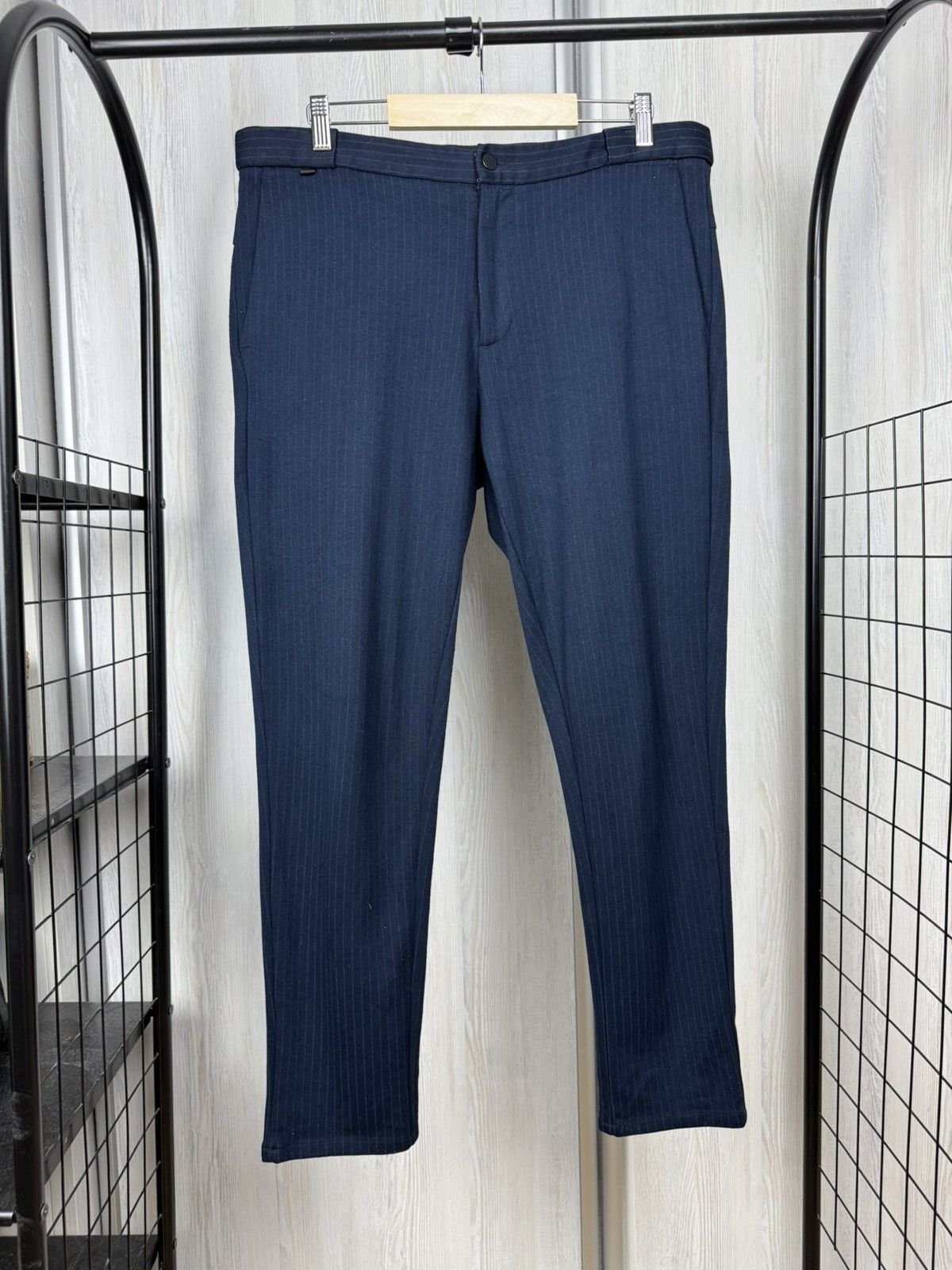 Zara Zara Comfortable Collection blue striped cropped pants Size US 34 / EU 50 - 1 Thumbnail