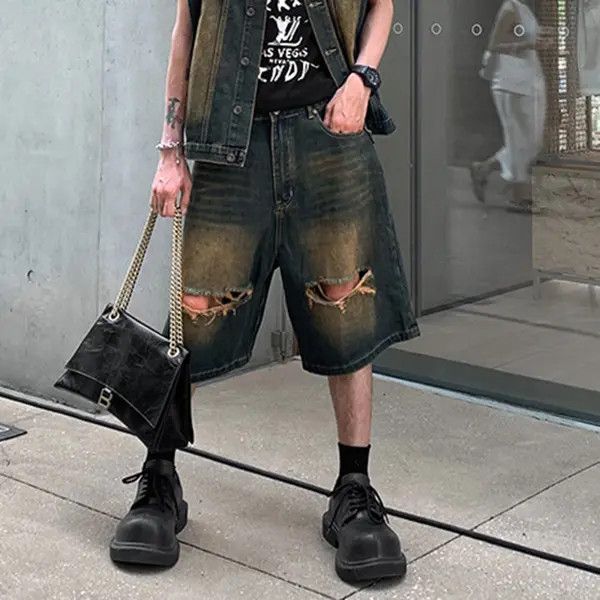 VIBE Ripped Hole Washed Yellow Mud Size US 36 / EU 52 - 3 Thumbnail