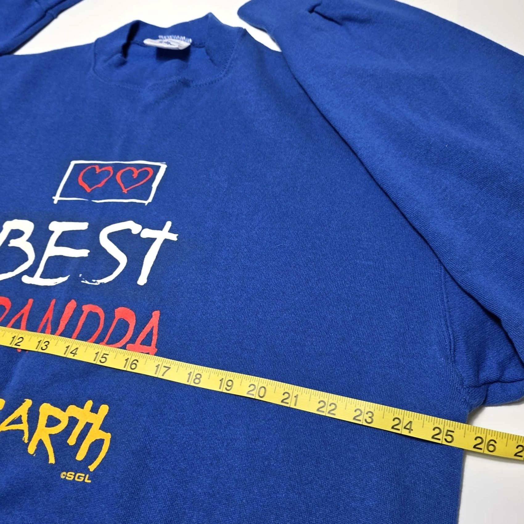 Tultex VINTAGE Best Grandpa On Earth Sweatshirt Men XL Blue Hearts USA Puff Print Size US XL / EU 56 / 4 - 6 Thumbnail