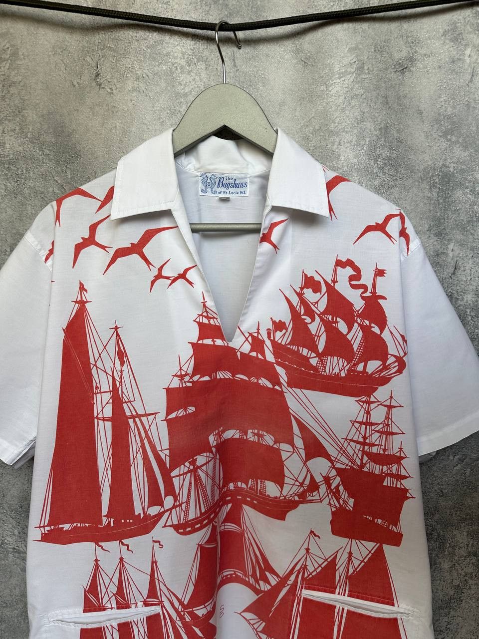 Vintage 1960s The Bagshaws St. Lucia Sailing Ship Print Shirt Dagger Size US M / EU 48-50 / 2 - 6 Thumbnail