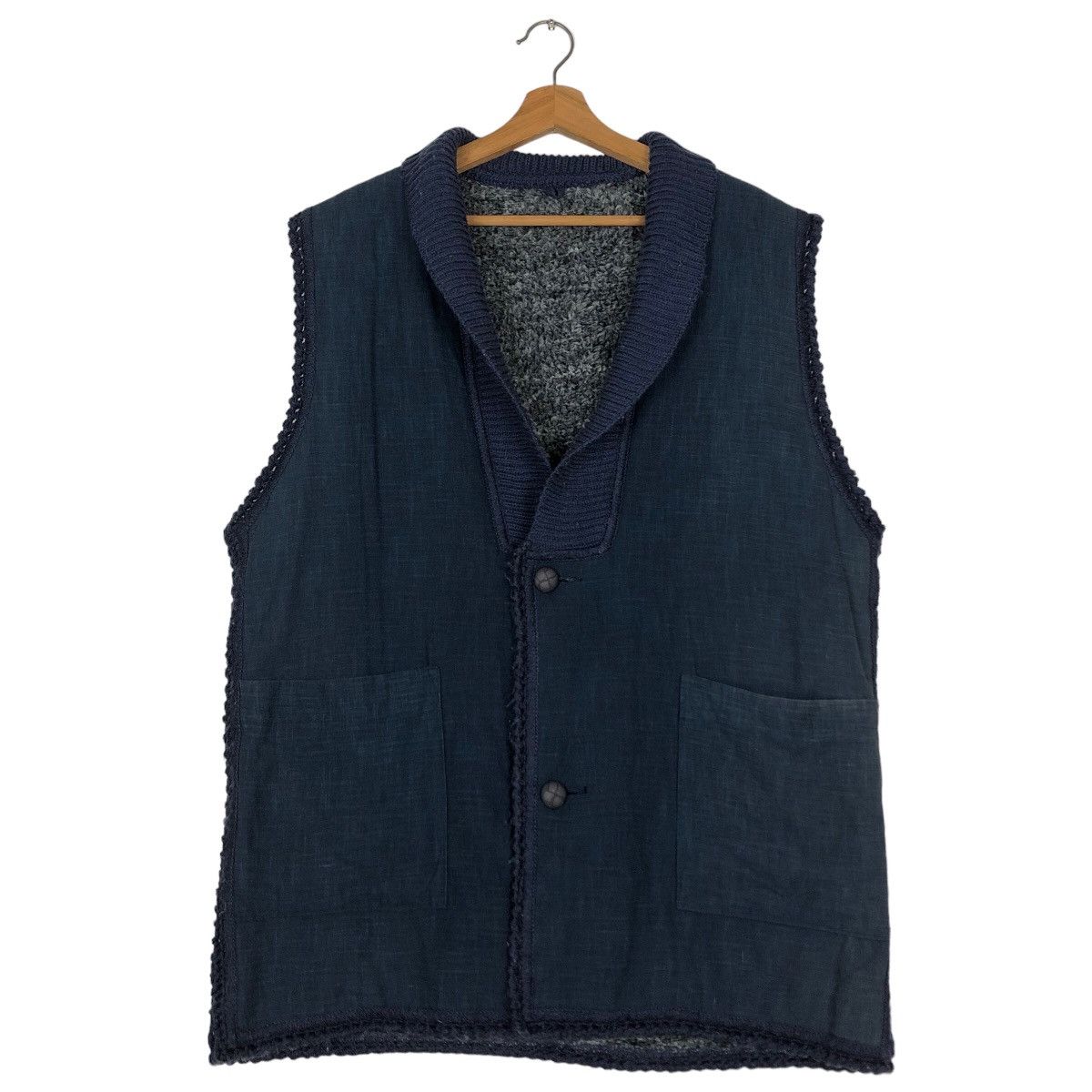 Indigo 🔥Vtg Indigo Blue Denim Vest Big Logo Traditional Japanese Size US M / EU 48-50 / 2 - 3 Thumbnail
