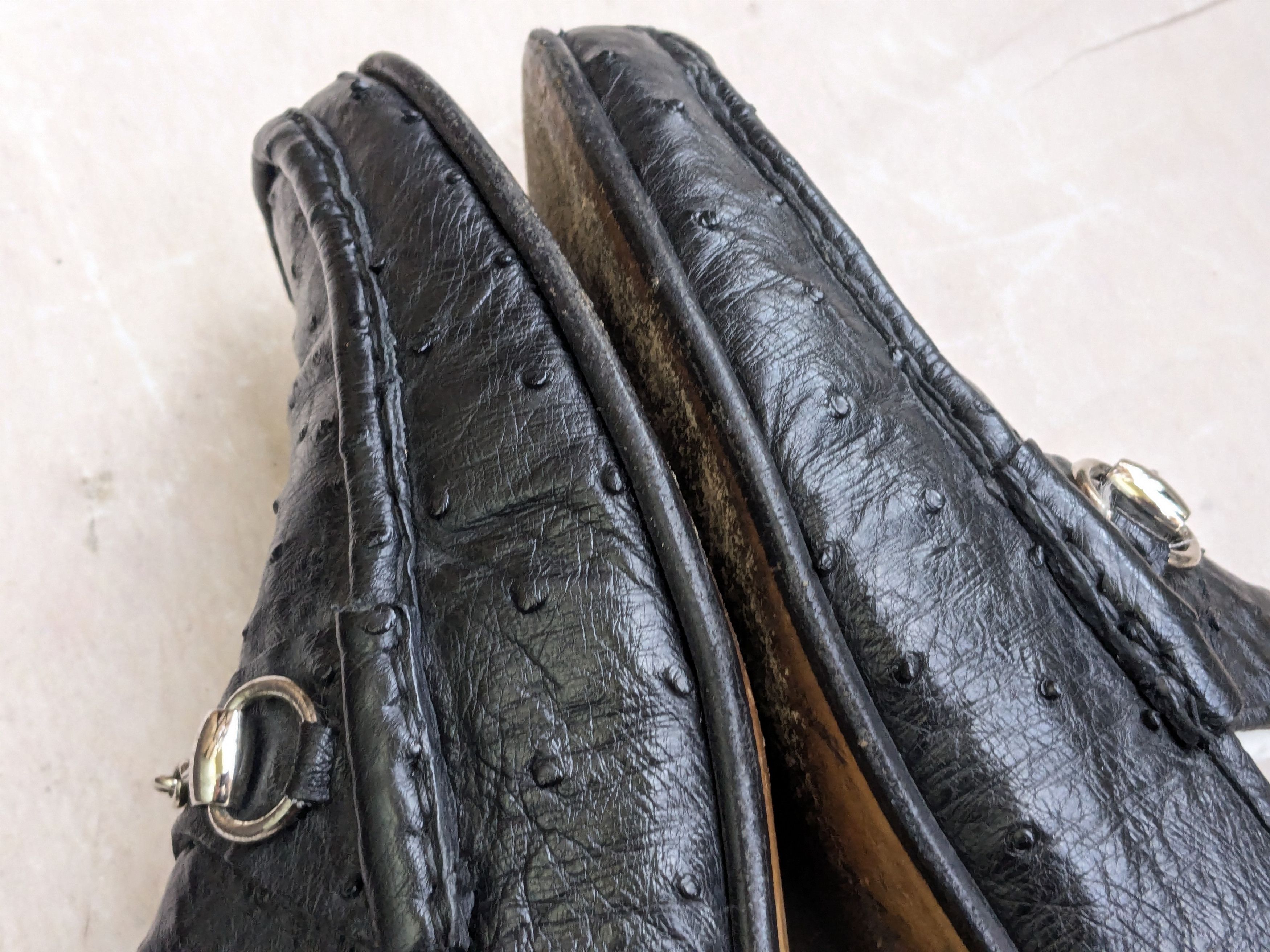 Gucci Gucci Horsebit Loafers Black Ostrich 8 D Leather Slip On Size US 8 / EU 41 - 5 Thumbnail