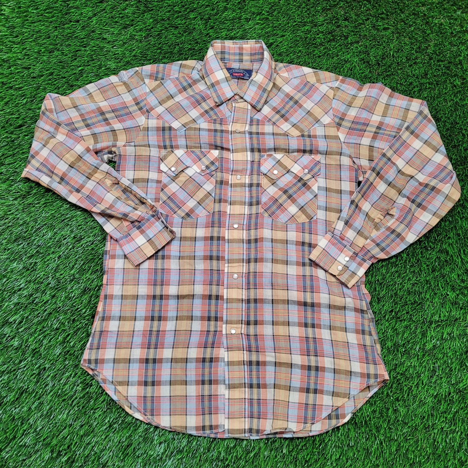 Levi's VTG 70s Levis Western Pearl Snap Shirt M Sawtooh Pockets USA Size US M / EU 48-50 / 2 - 1 Thumbnail
