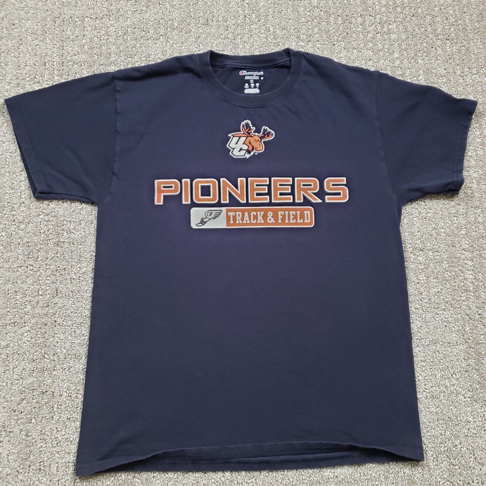 Champion UTICA COLLEGE Champion Pioneers Shirt Mens Medium Navy Track ...