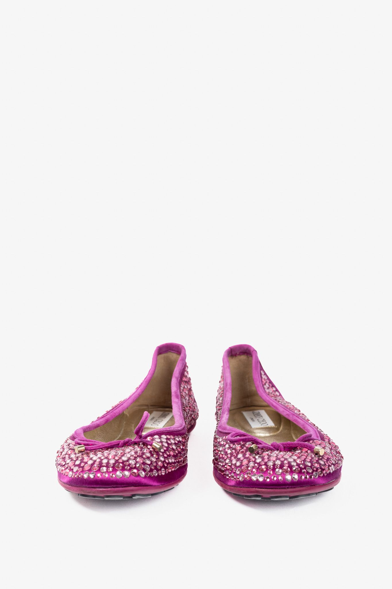 Jimmy Choo Jimmy Choo Weber Crystal-Embellished Satin Bow Ballet Flats Size US 8.5 / IT 38.5 - 3 Thumbnail