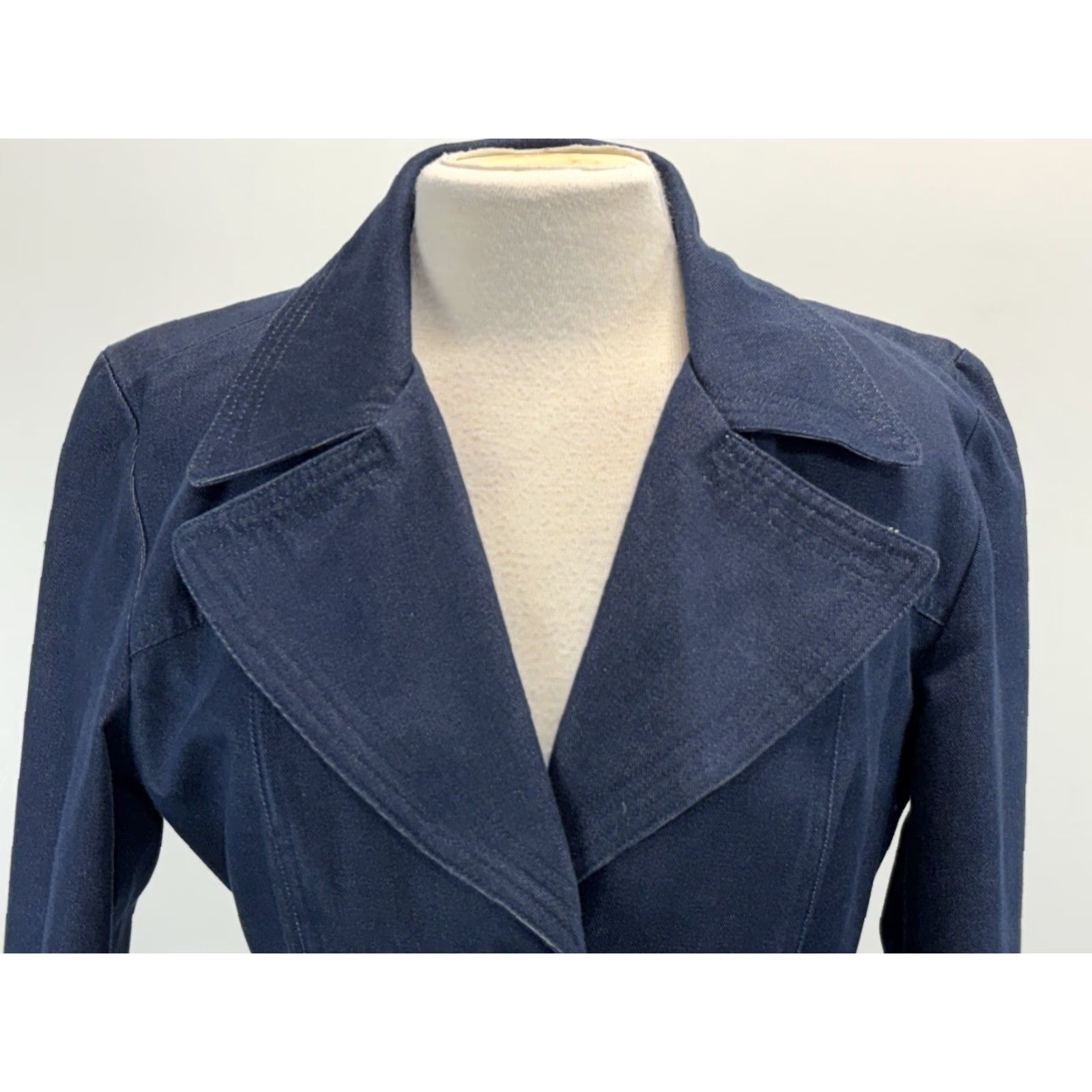 Gap VINTAGE GAP Y2K Denim Duster Trench Coat Long Blue Jean Jacket Women's M Belted Jacket Size 32" / US 10 / IT 46 - 6 Thumbnail