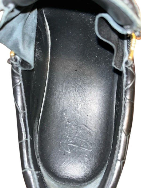 Giuseppe Zanotti Giuseppe Zanotti "Frankie" Croc Black Leather Gold Hardware Size US 11 / EU 44 - 7 Thumbnail