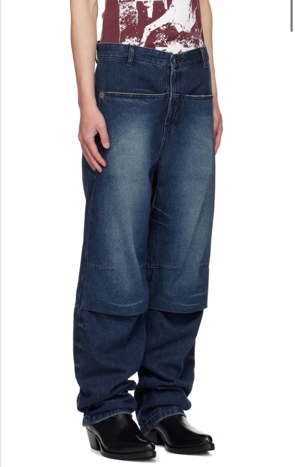 Other LESUGIATELIER Navy Knee Tuck Jeans Size US 34 / EU 50 - 2 Thumbnail