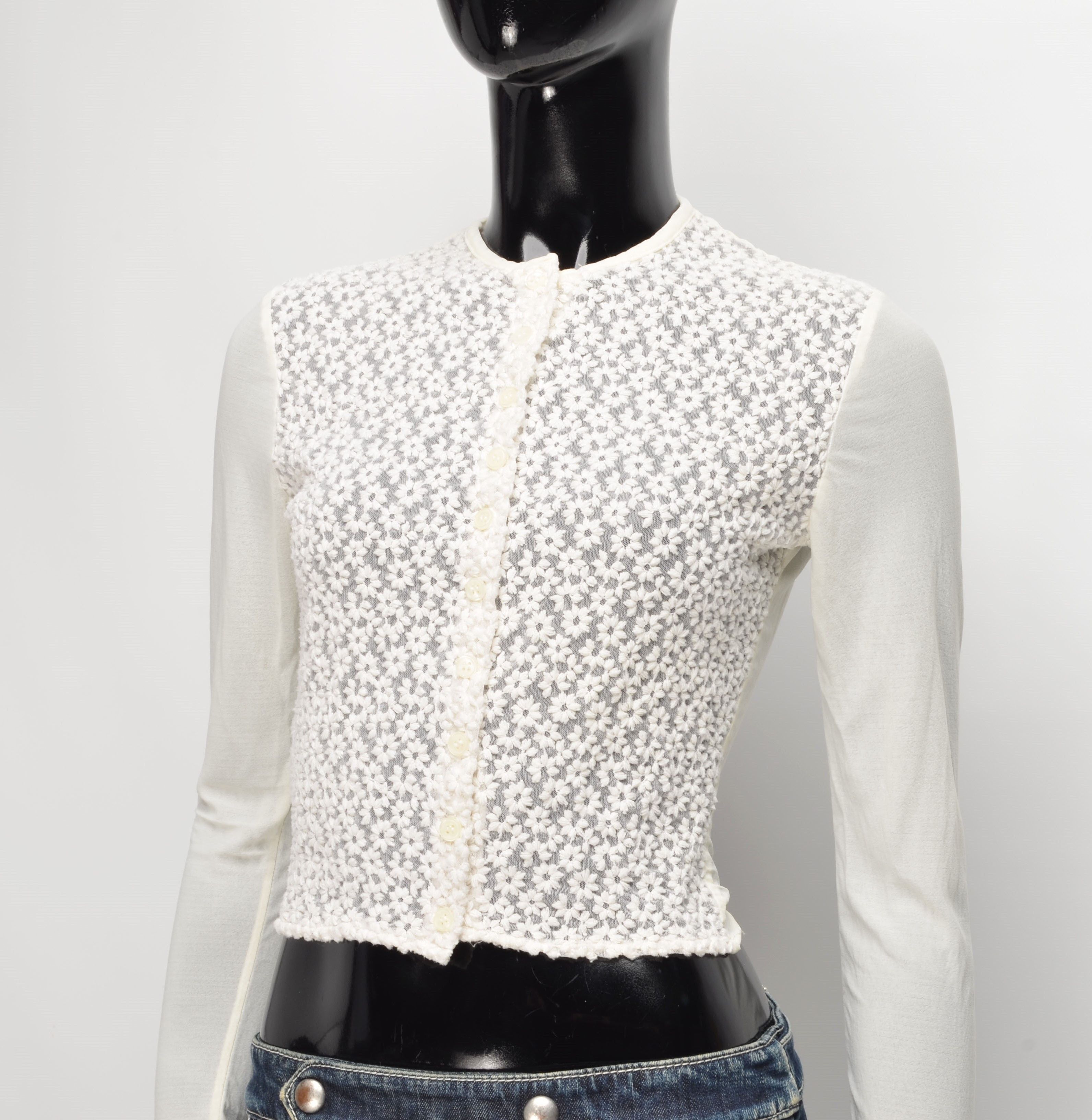 Vintage Vintage Kookai Y2K Cottage Floral Embroidered Mesh Cardigan Size XS / US 0-2 / IT 36-38 - 2 Thumbnail