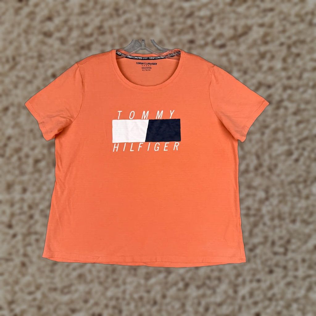 Tommy Hilfiger Tommy Hilfiger Shirt Women XL Orange Cotton Logo Short Sleeve Womens Size XL / US 12-14 / IT 48-50 - 1 Thumbnail